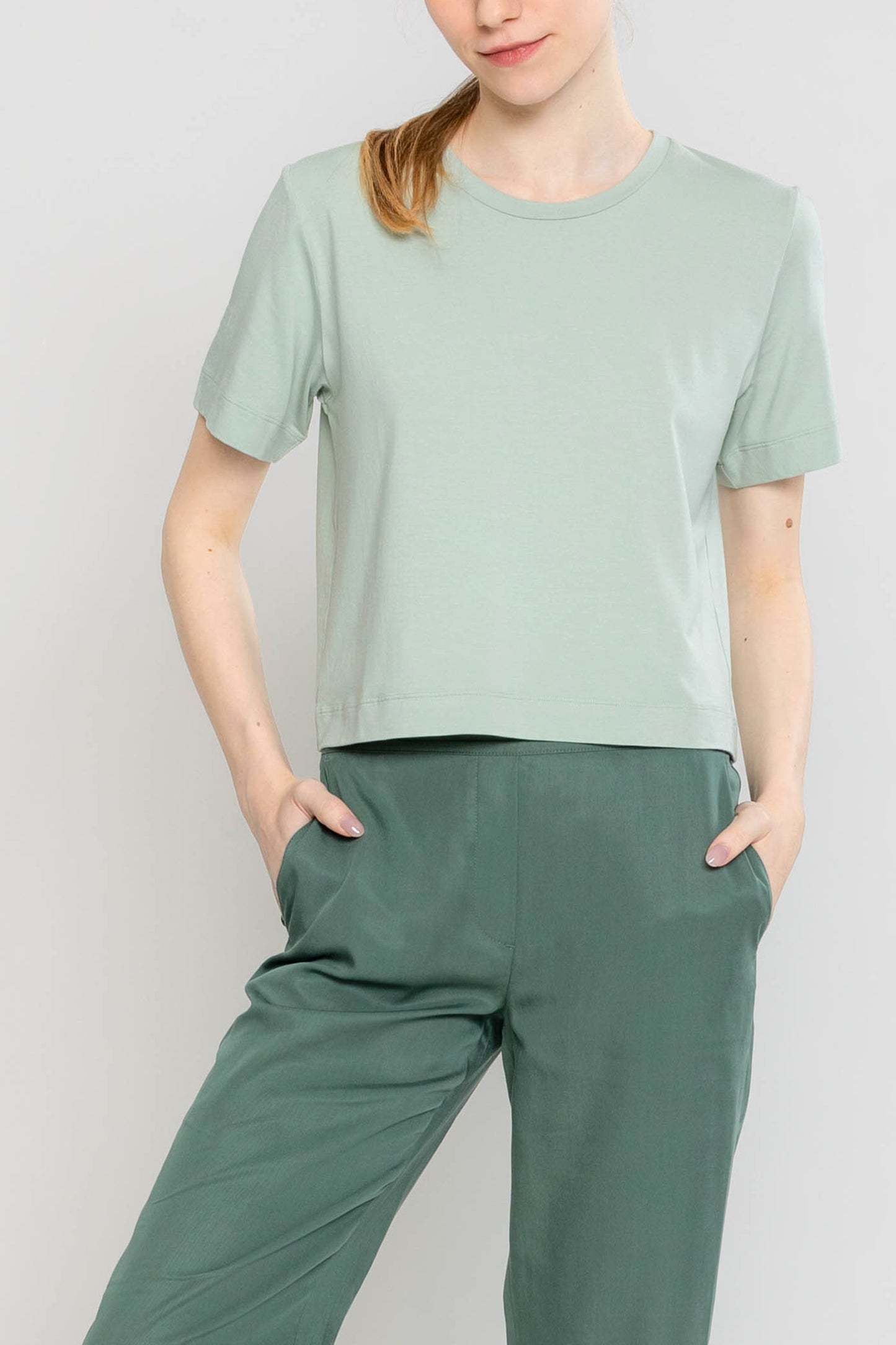 Boxy Crop Tee - Light Jade
