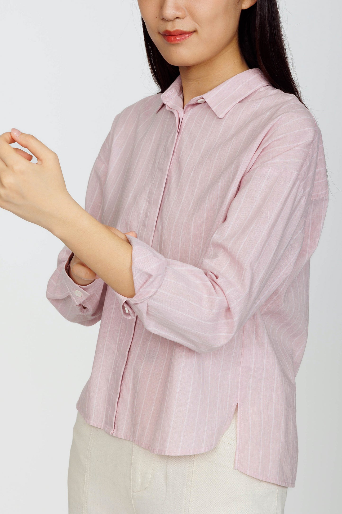 Boxy Poplin Shirt - Pink Stripe