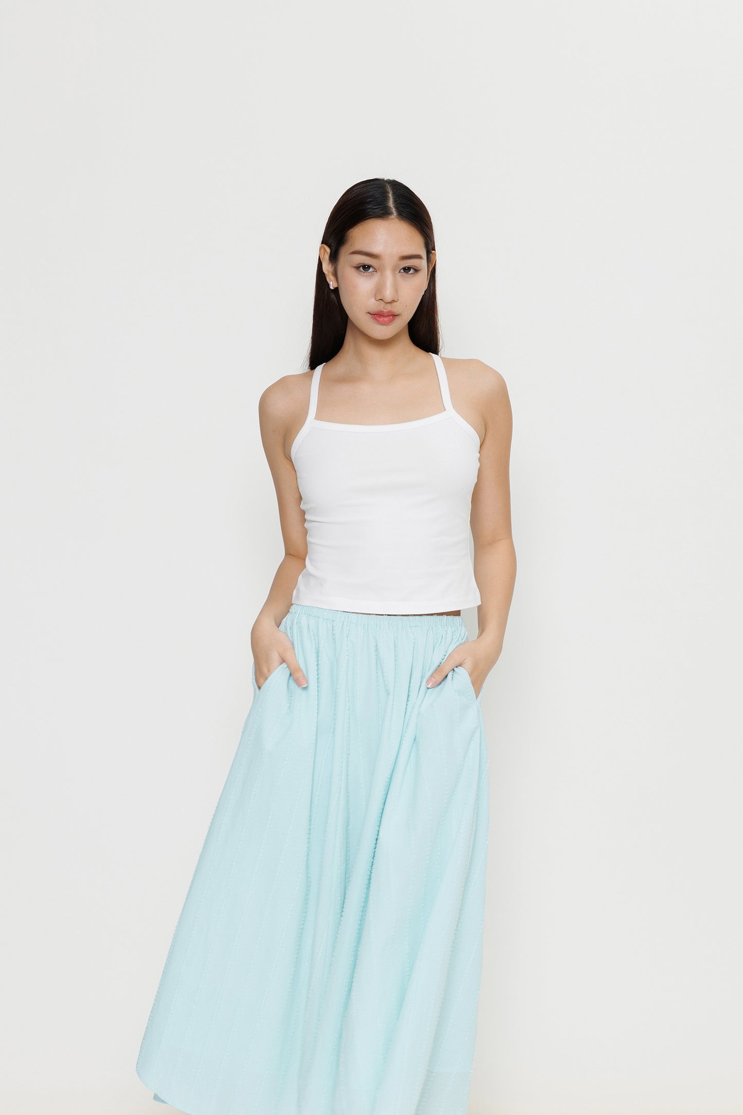 Chevron Cotton Camisole - Vanilla