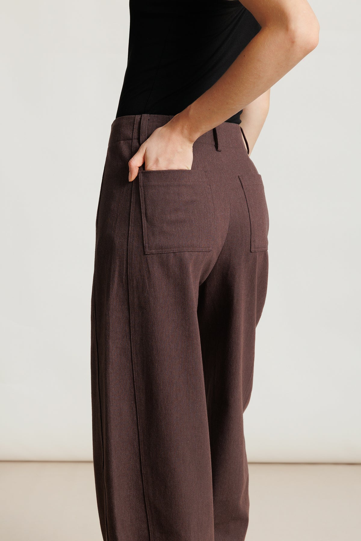 High-waist Cotton Barrel Pant - Rosewood
