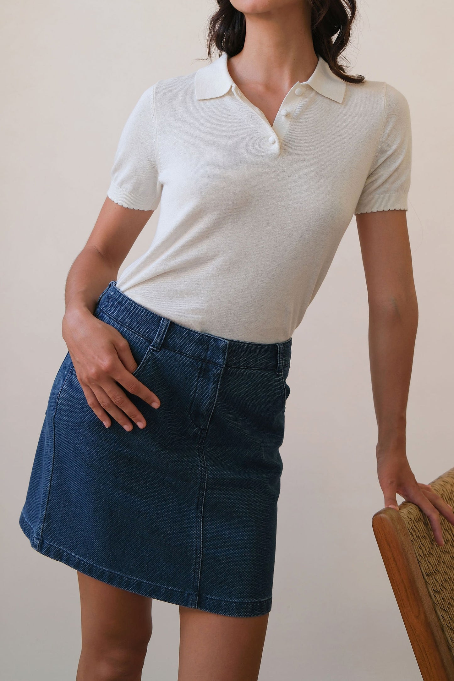 Denim Dobby Miniskirt - Coast