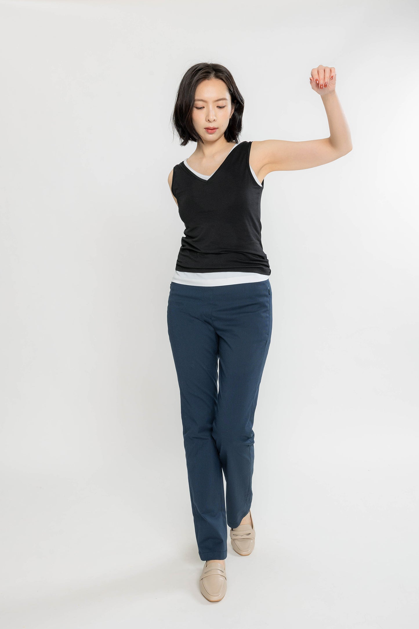 Double-V Jersey Tank - Black