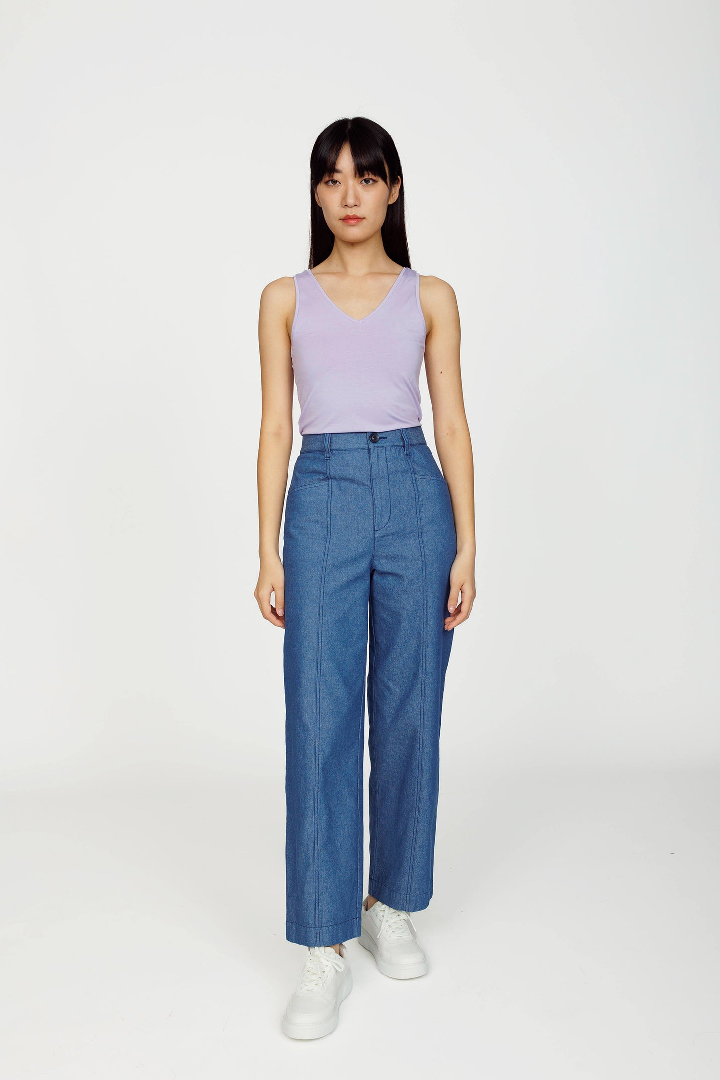 Double-V Jersey Tank - Lavender