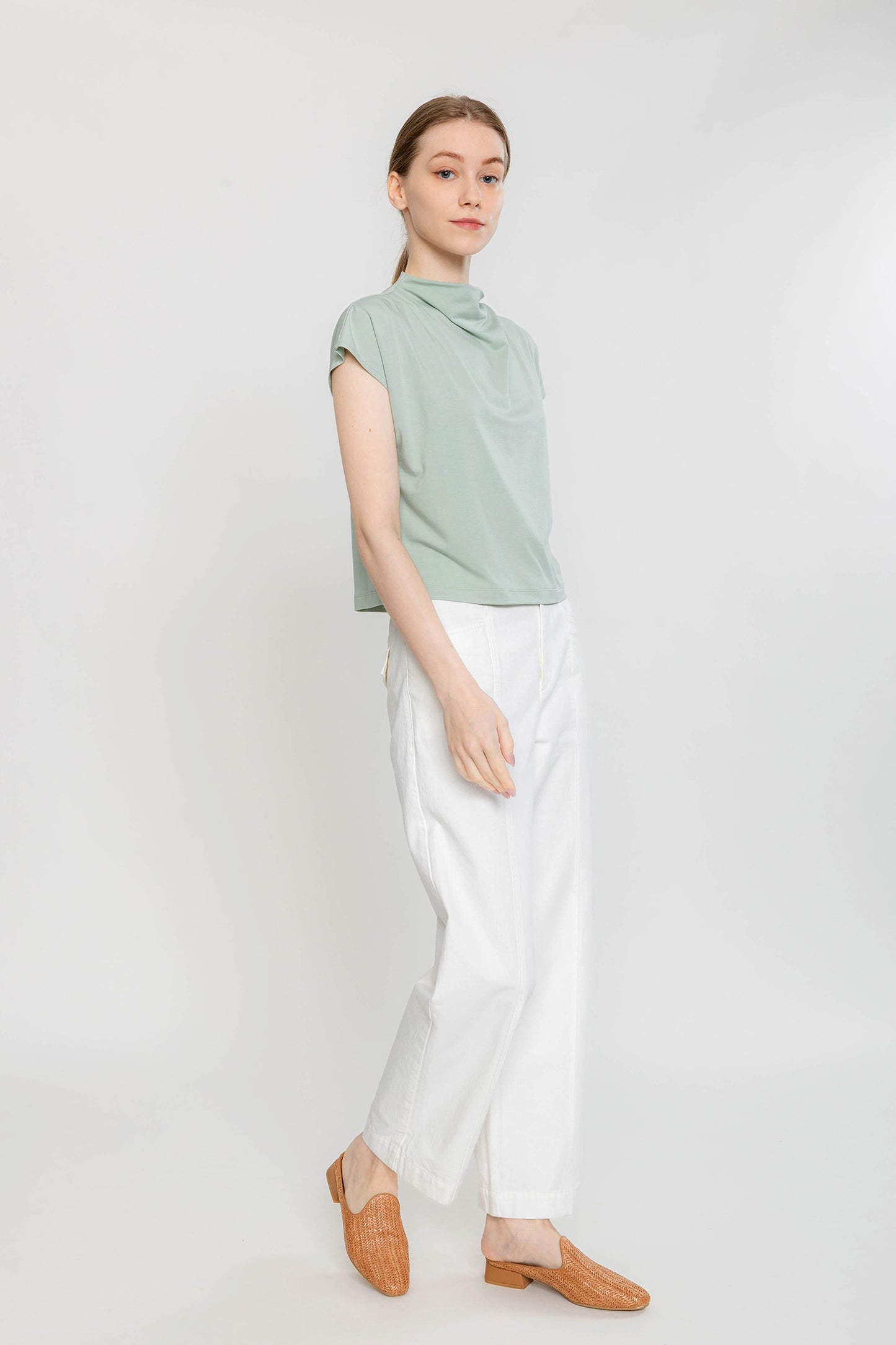 Draped Jersey Tee - Light Jade