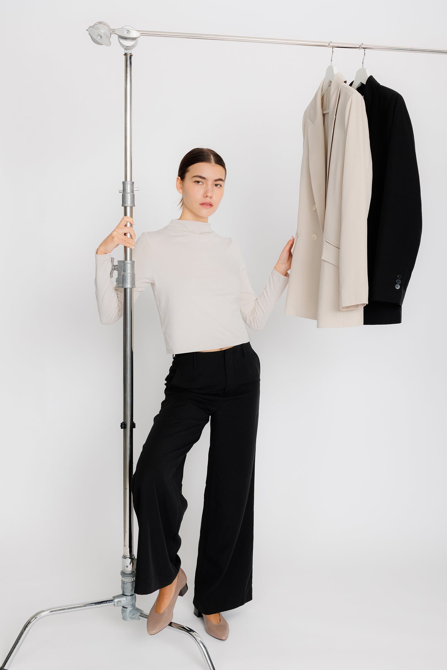 Long-sleeve Draped Tee - Biscuit