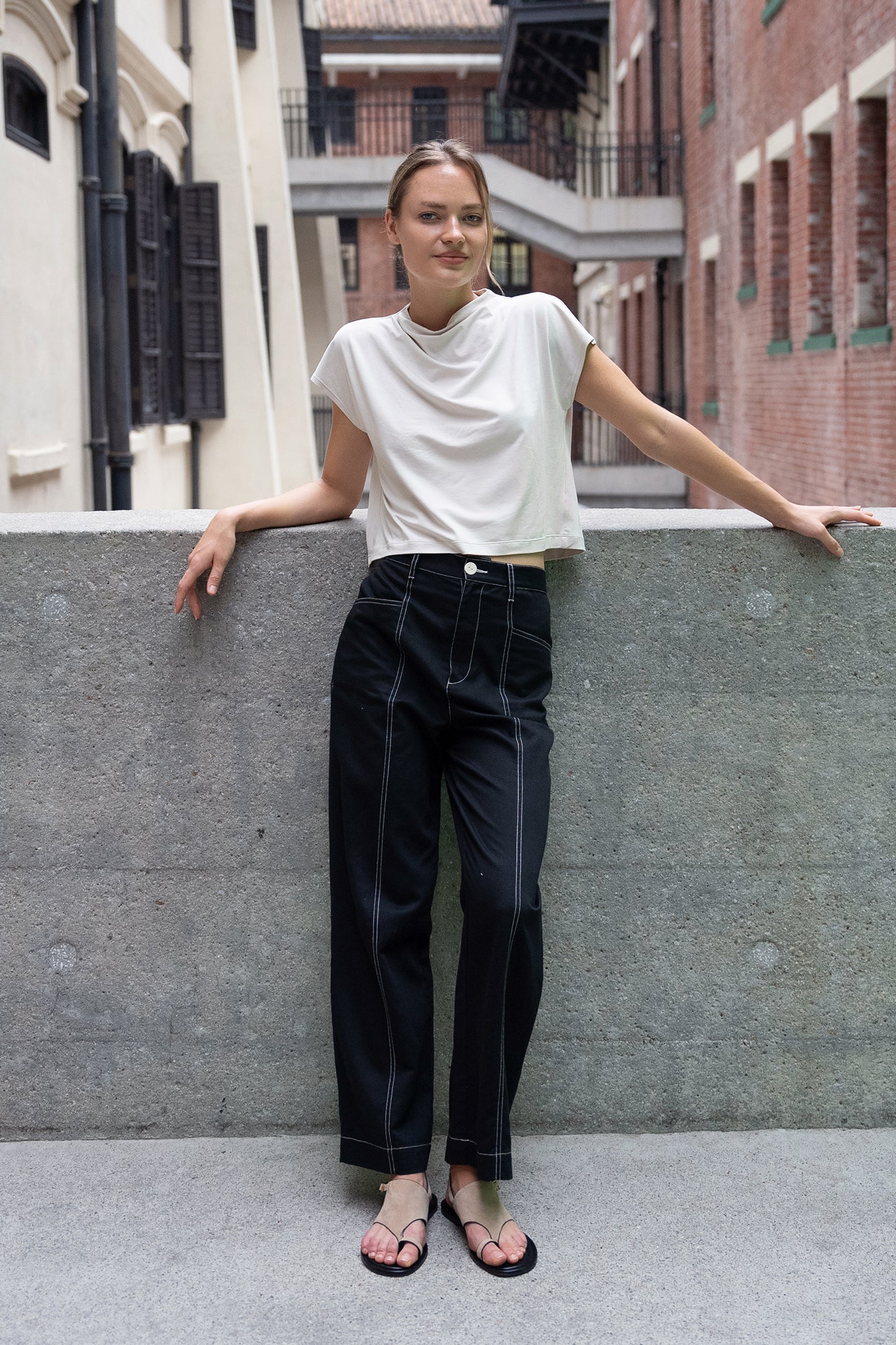 Draped Jersey Tee - Biscuit