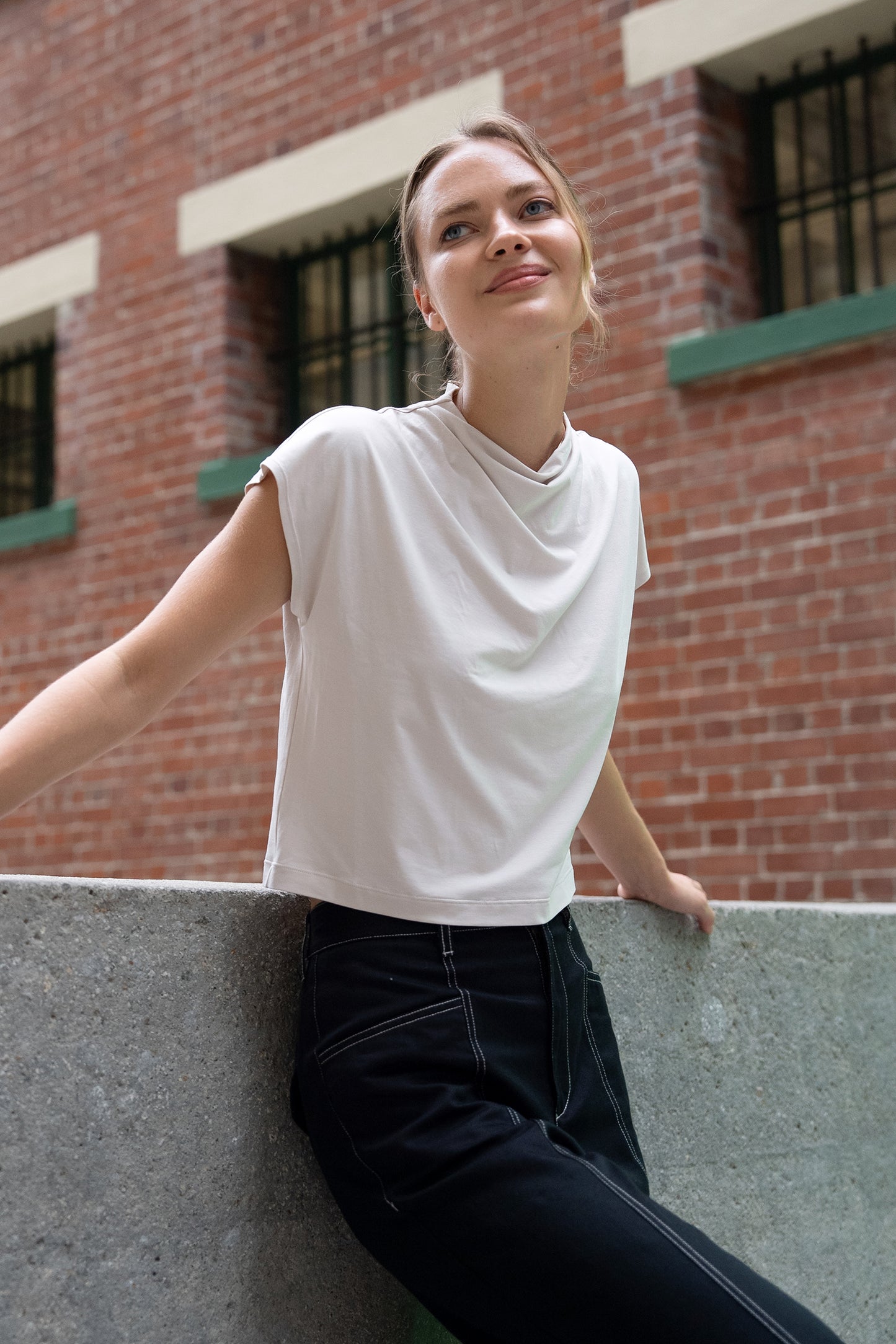 Draped Jersey Tee - Biscuit