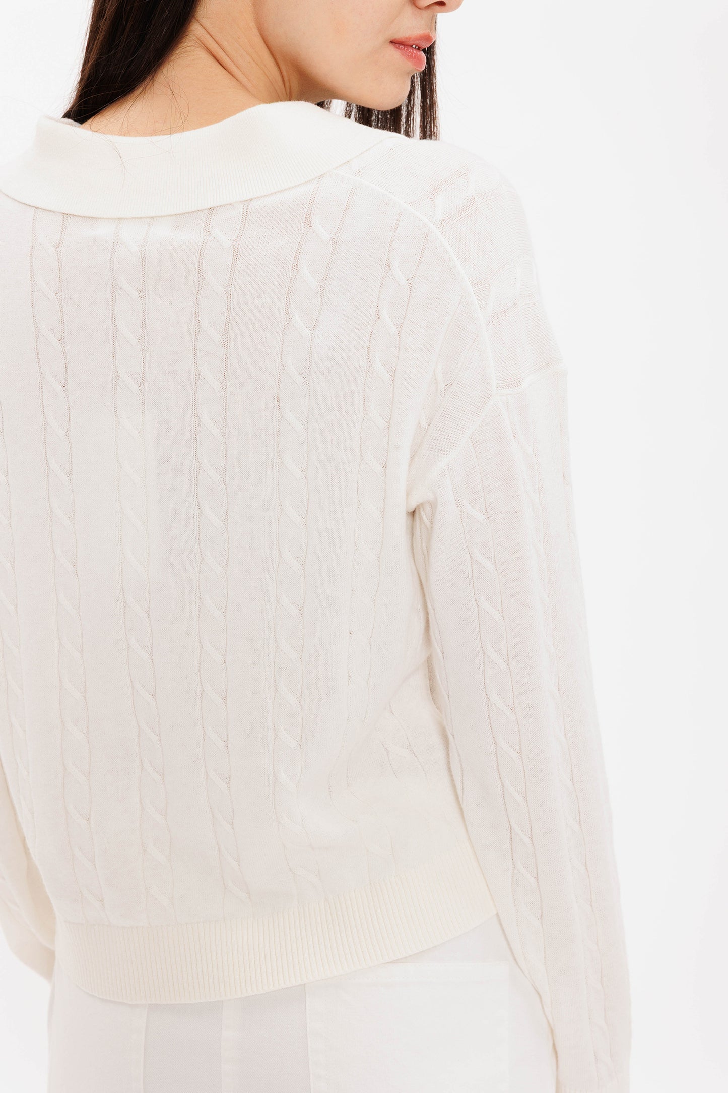 Easy Cable Knit Polo - Vanilla
