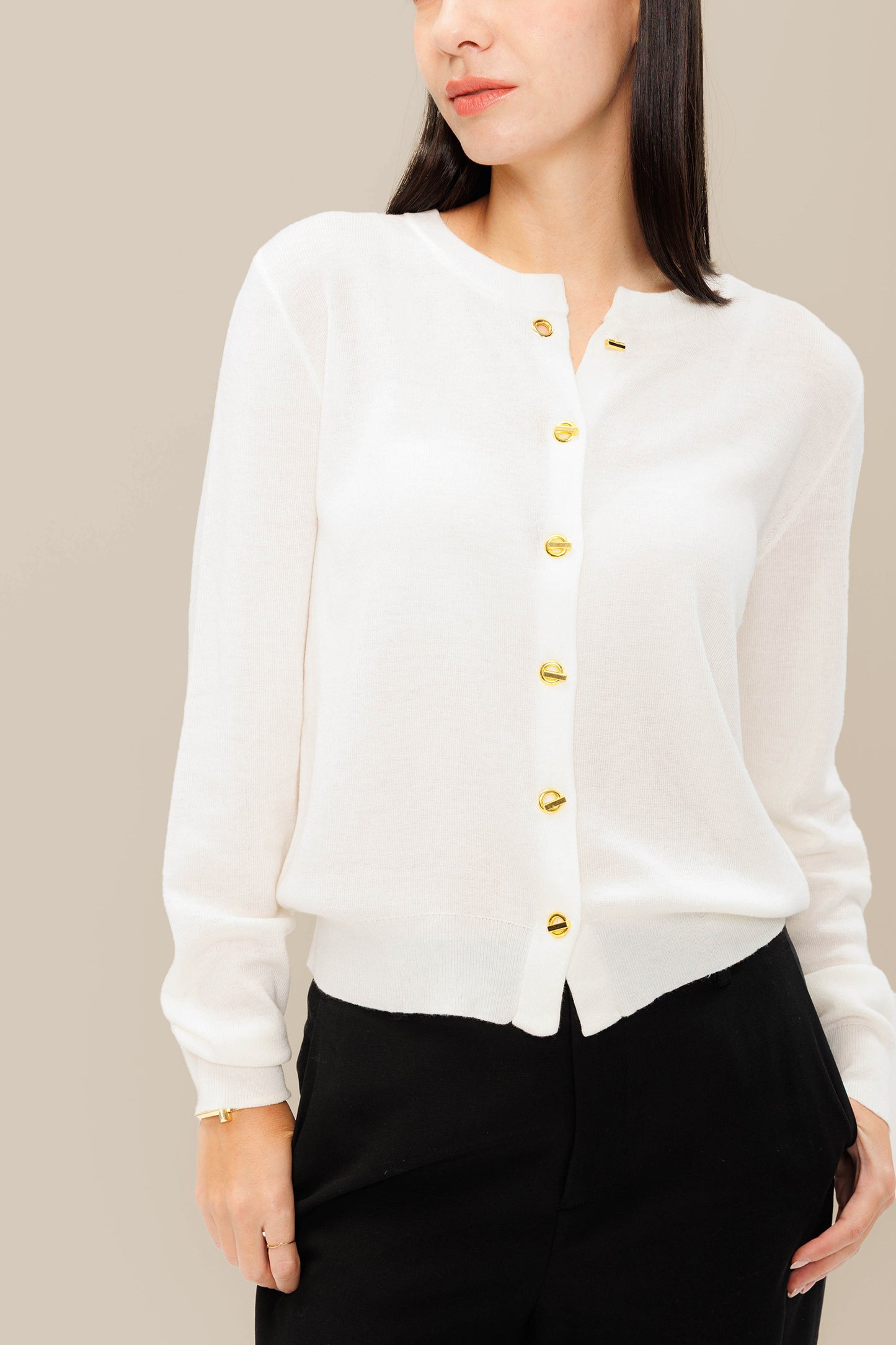 Embellished Wool Cardigan - Cream