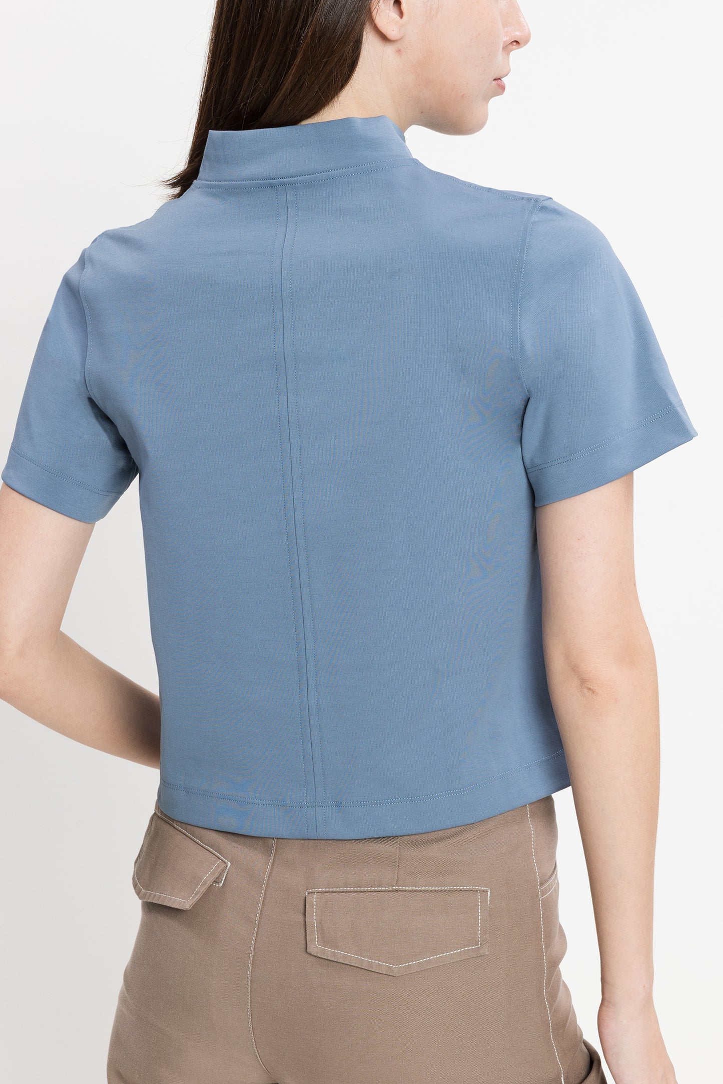 Mockneck Ponte Boxy Top - Slate