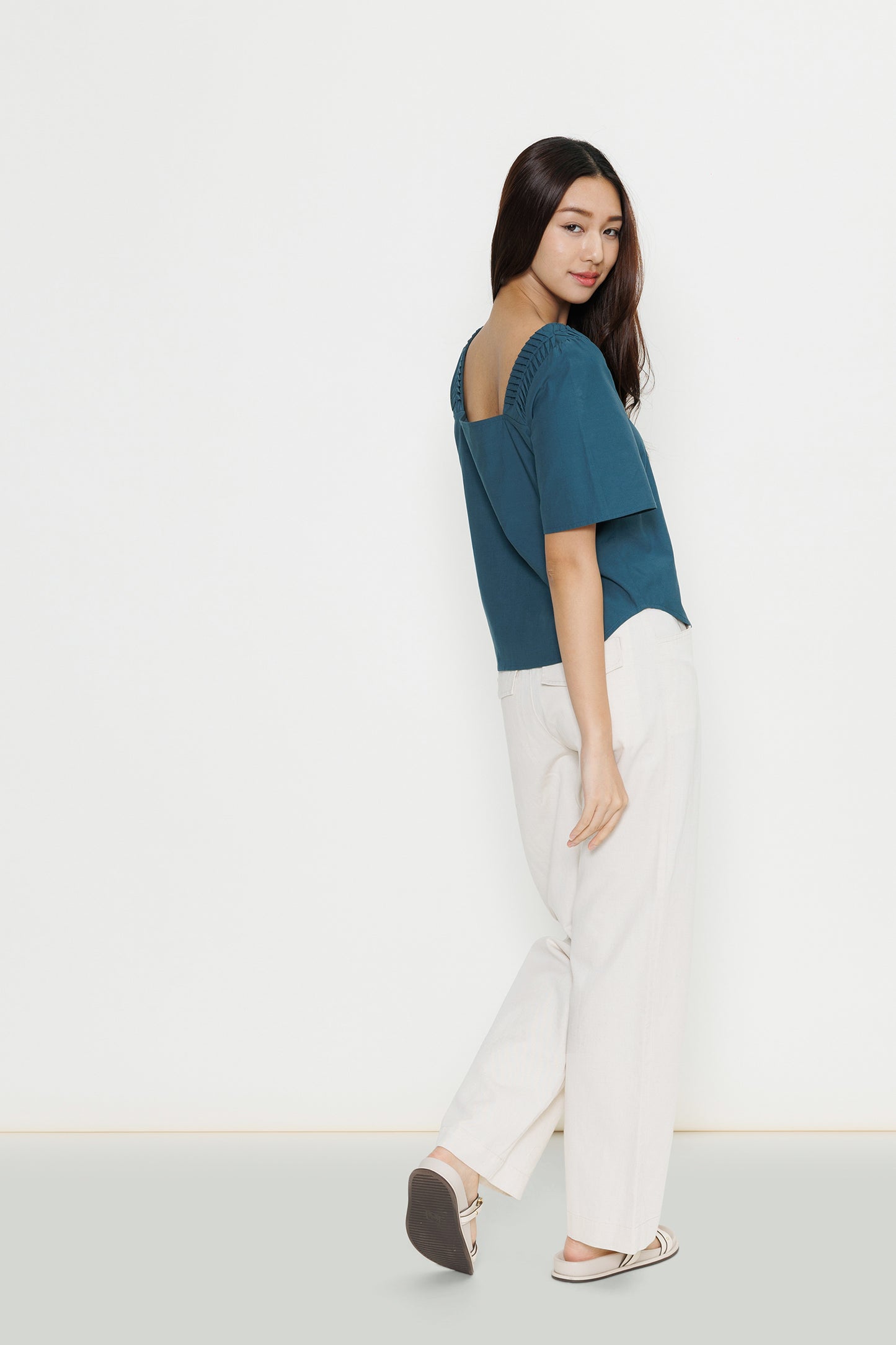 Origami Poplin Blouse - Teal