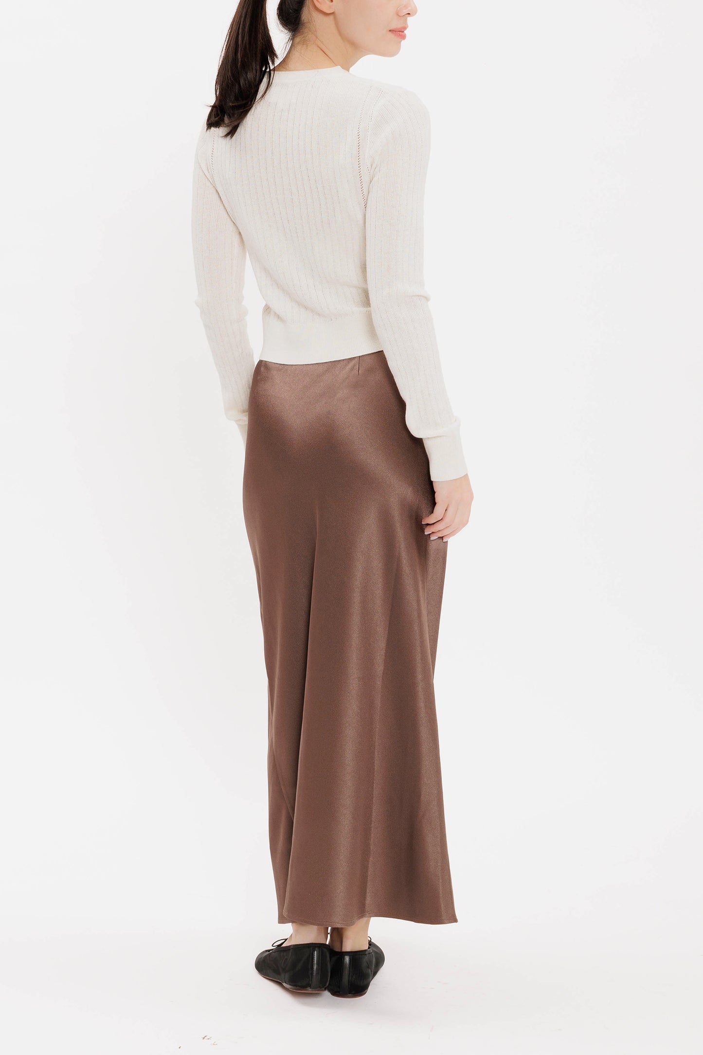 Pointelle Slim Crew Cardigan - Coconut
