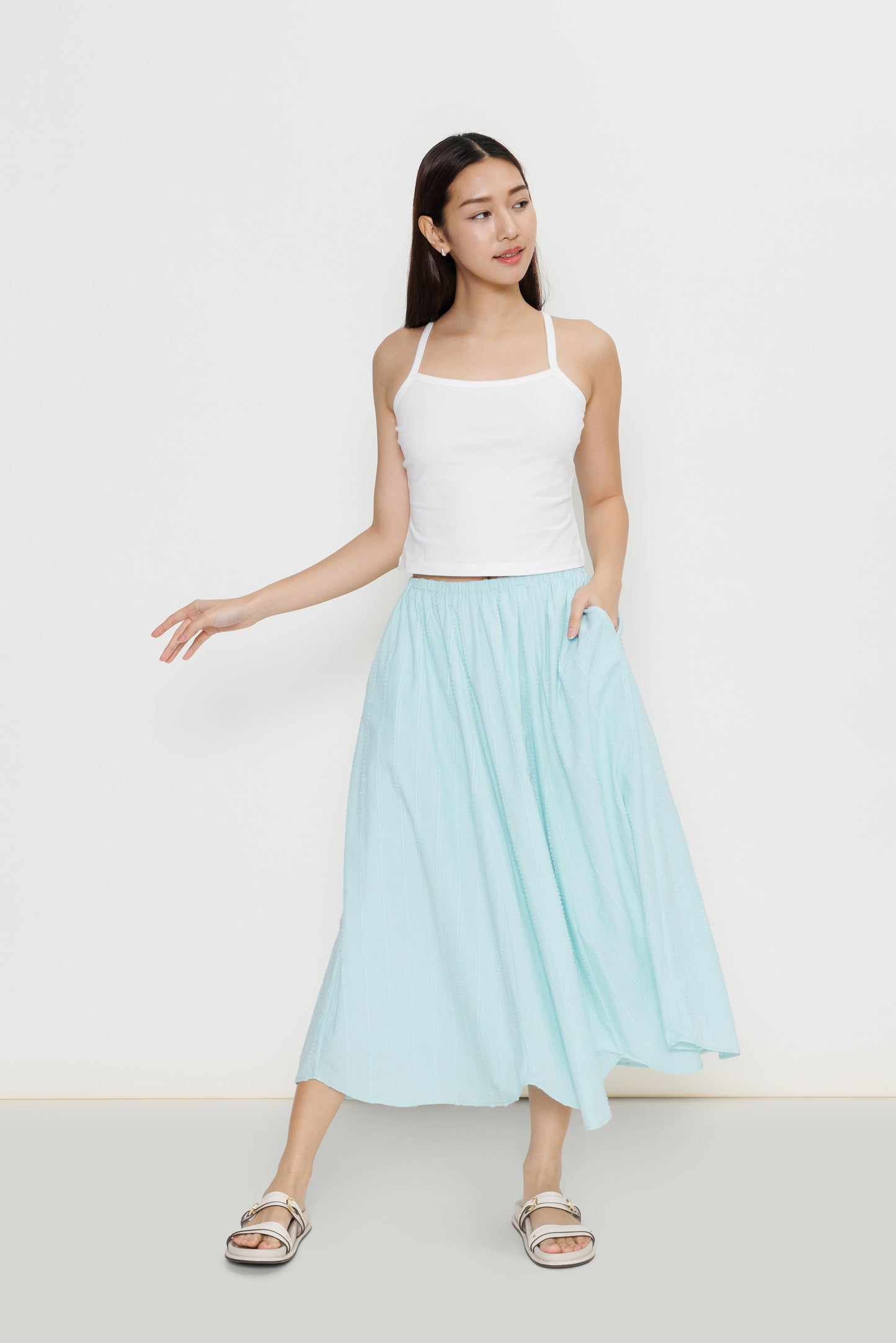 Pull-on Flocked Poplin Skirt - Mint