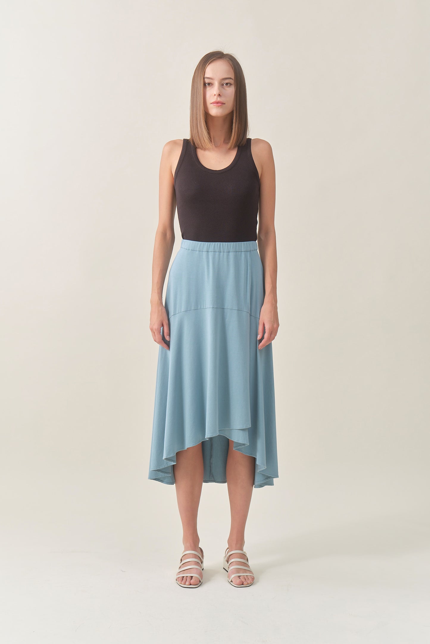 Pull-on Midi Wrap Skirt - Teal