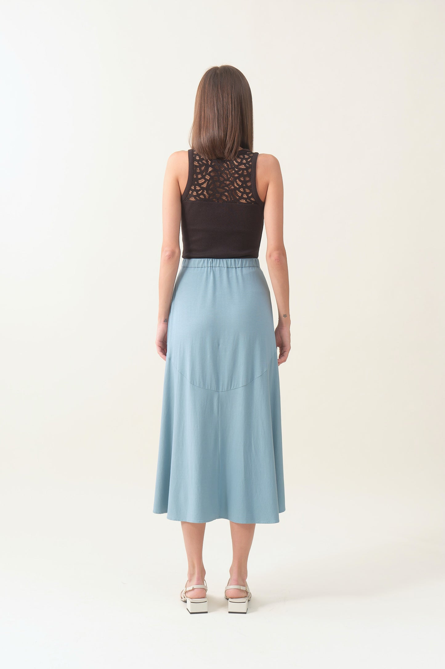 Pull-on Midi Wrap Skirt - Teal