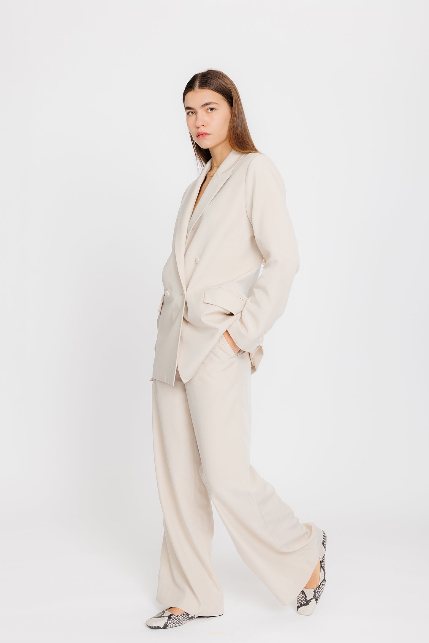 Relaxed Classic Tencel Blazer - Biscuit