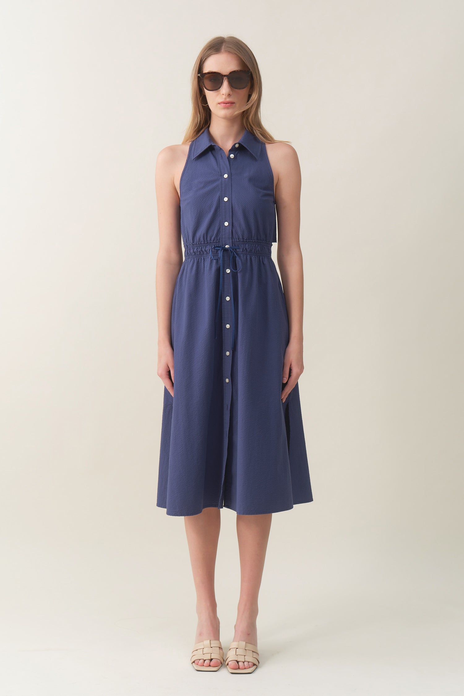 Sleeveless Midi Shirtdress Deepwater - Main Image