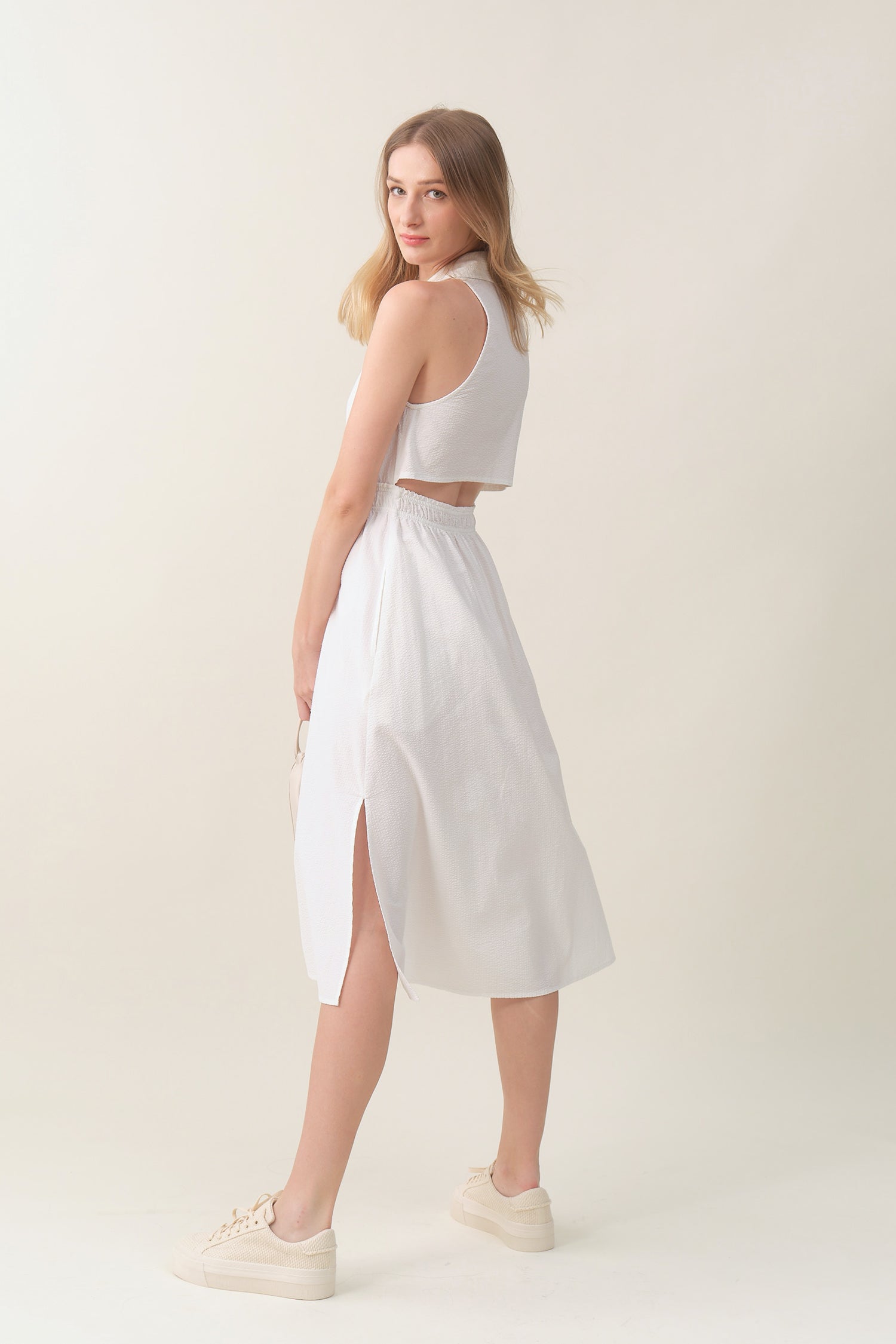 Sleeveless Midi Shirtdress - White Tove & Libra Sleeveless Midi Shirtdress - White Tove & Libra