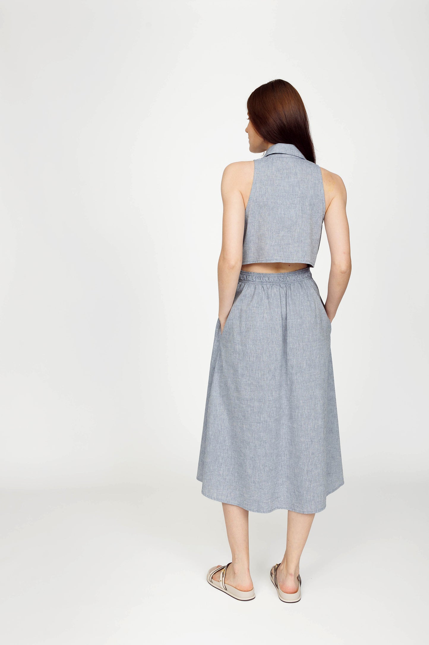 Sleeveless Midi Shirtdress - Mid Chambray
