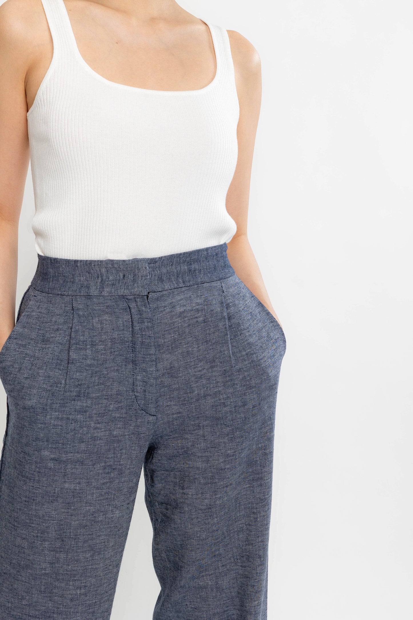 Ribbed Square-neck Knit Tank - Vanilla