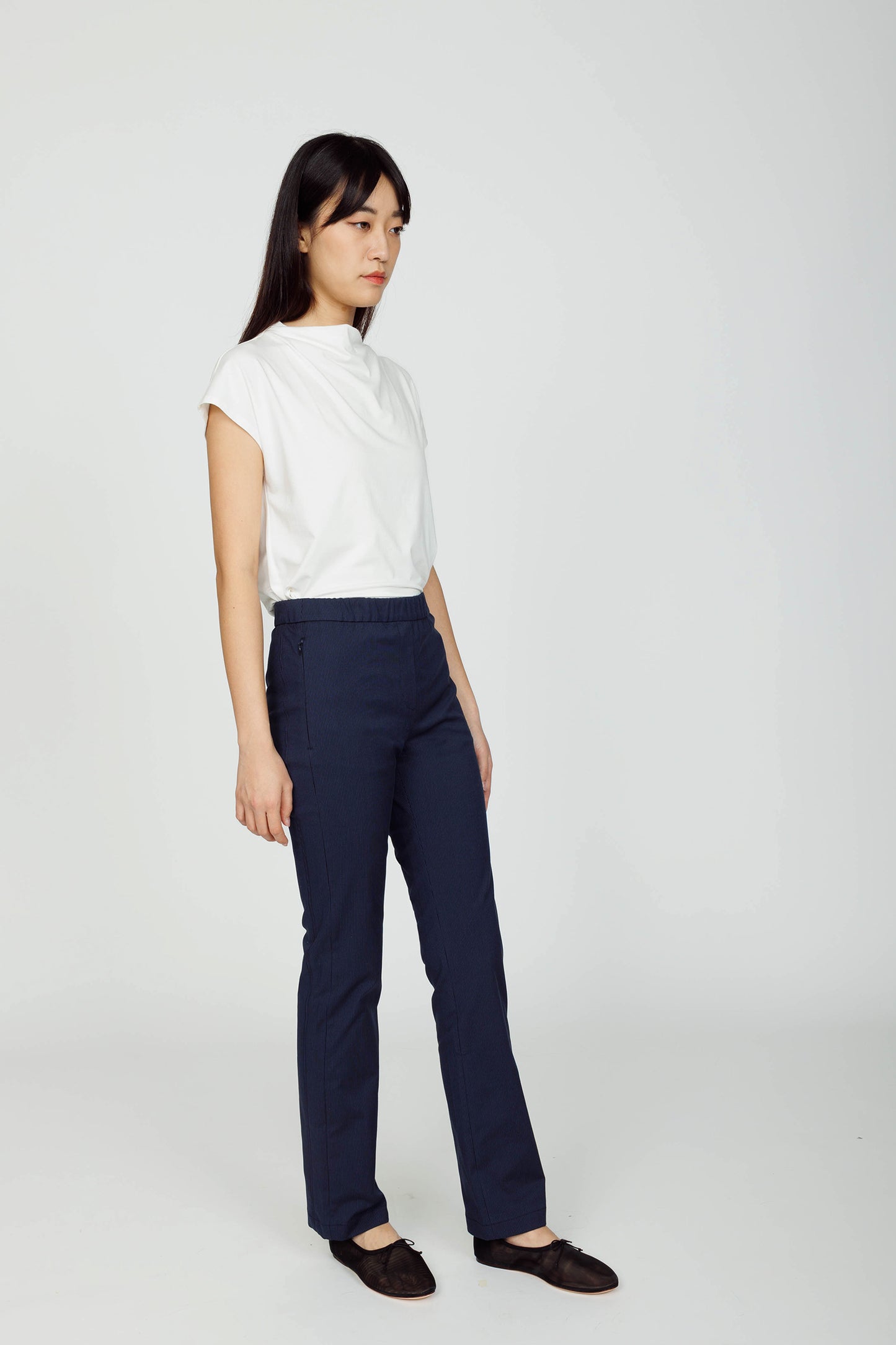 Pull-on Straight Chino - Navy Pinstripe