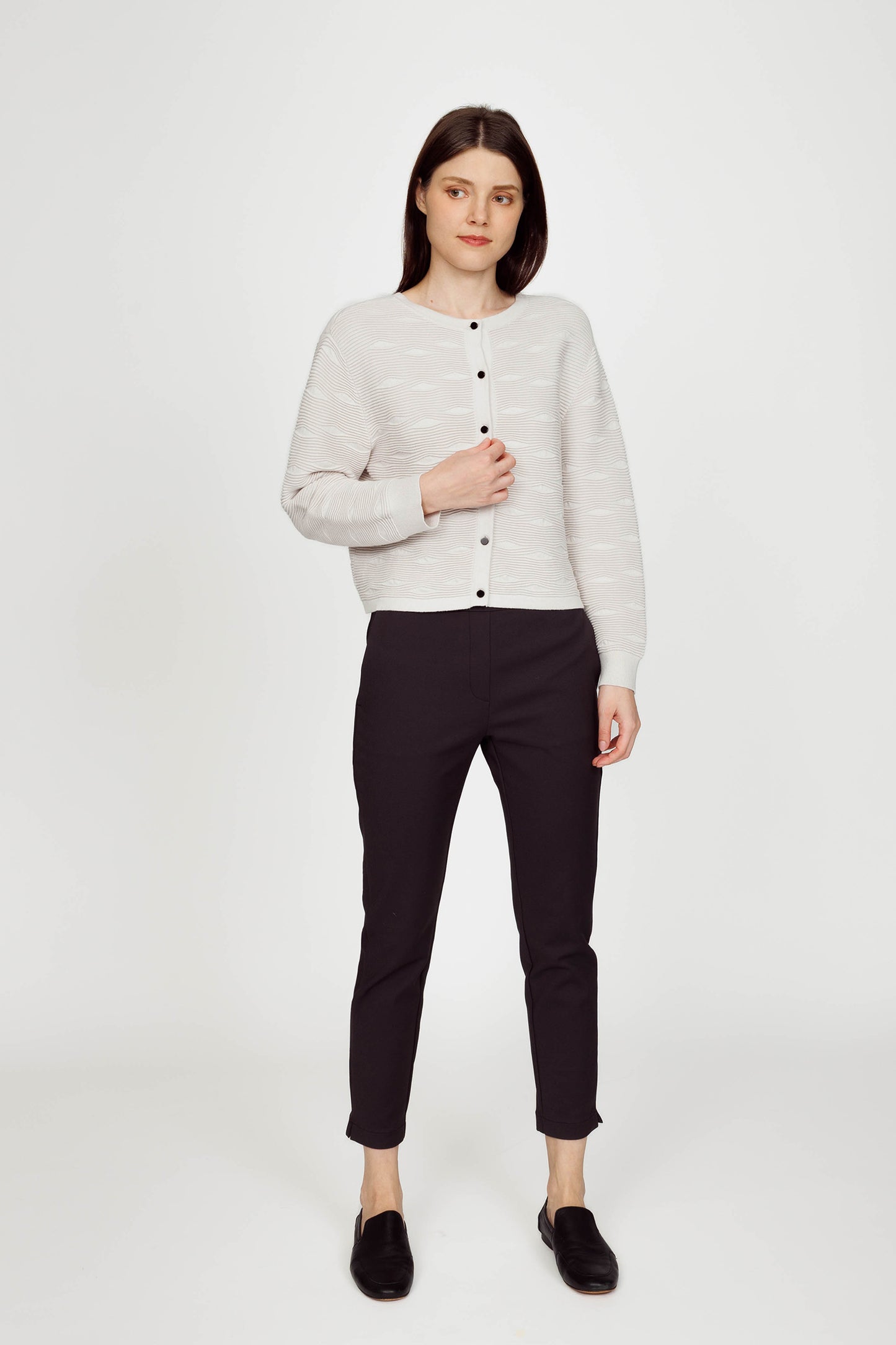 Textured Cotton Sweater-Jacket - Natural