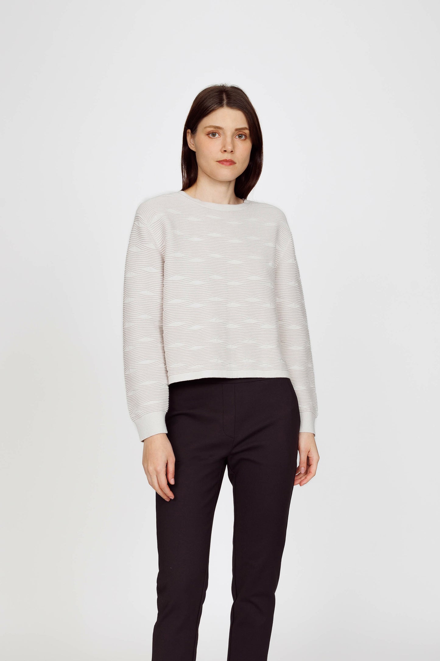 Textured Cotton Sweater-Jacket - Natural