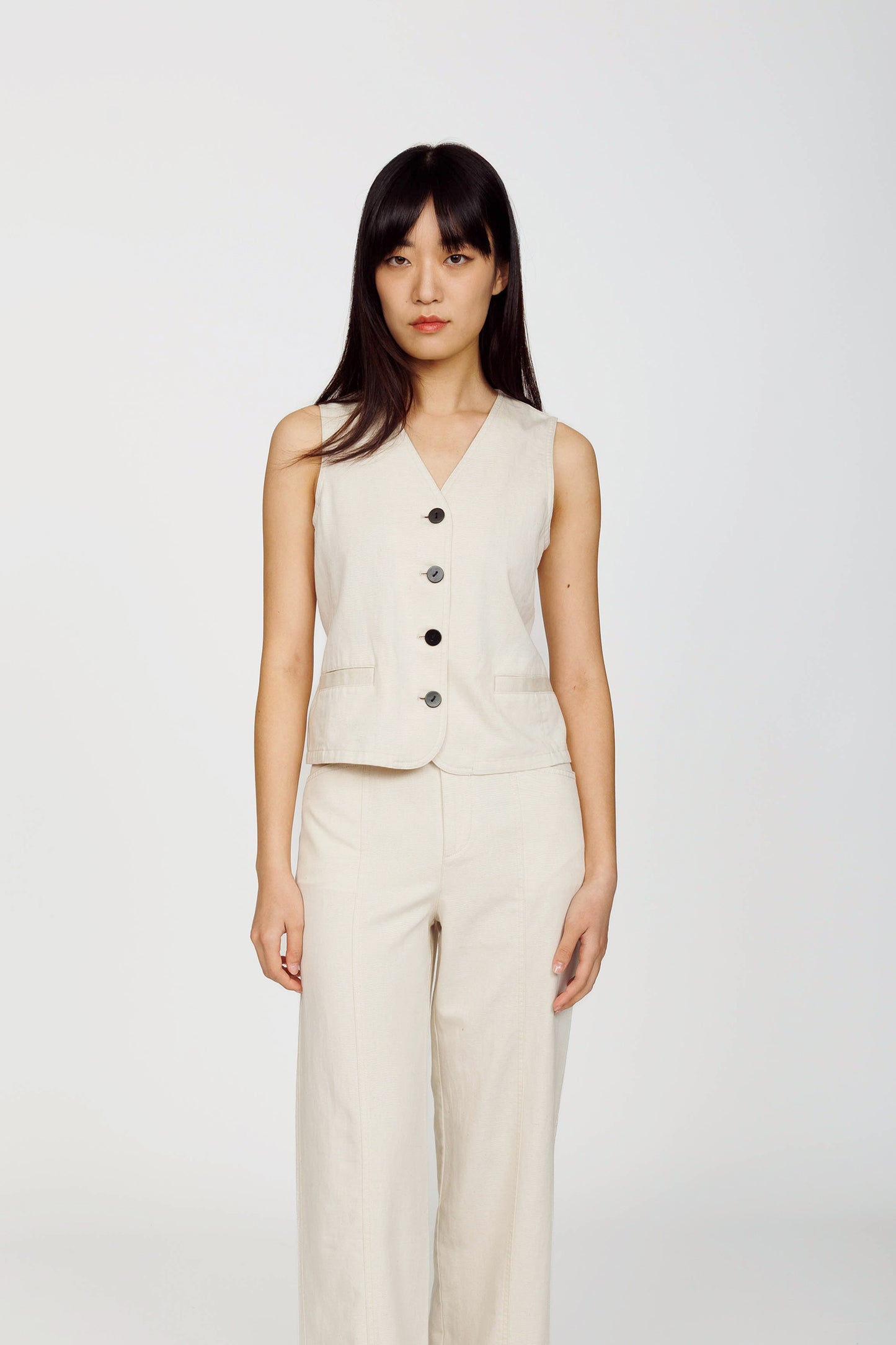 Topstitch Linen Vest - Raw