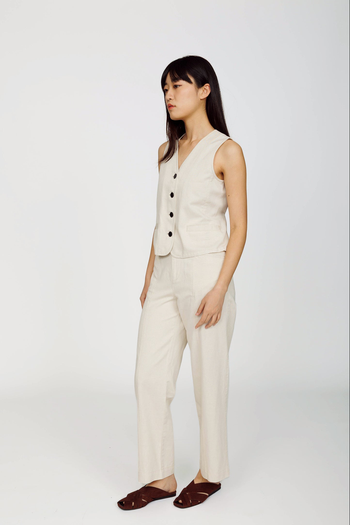 Topstitch Linen Vest - Raw