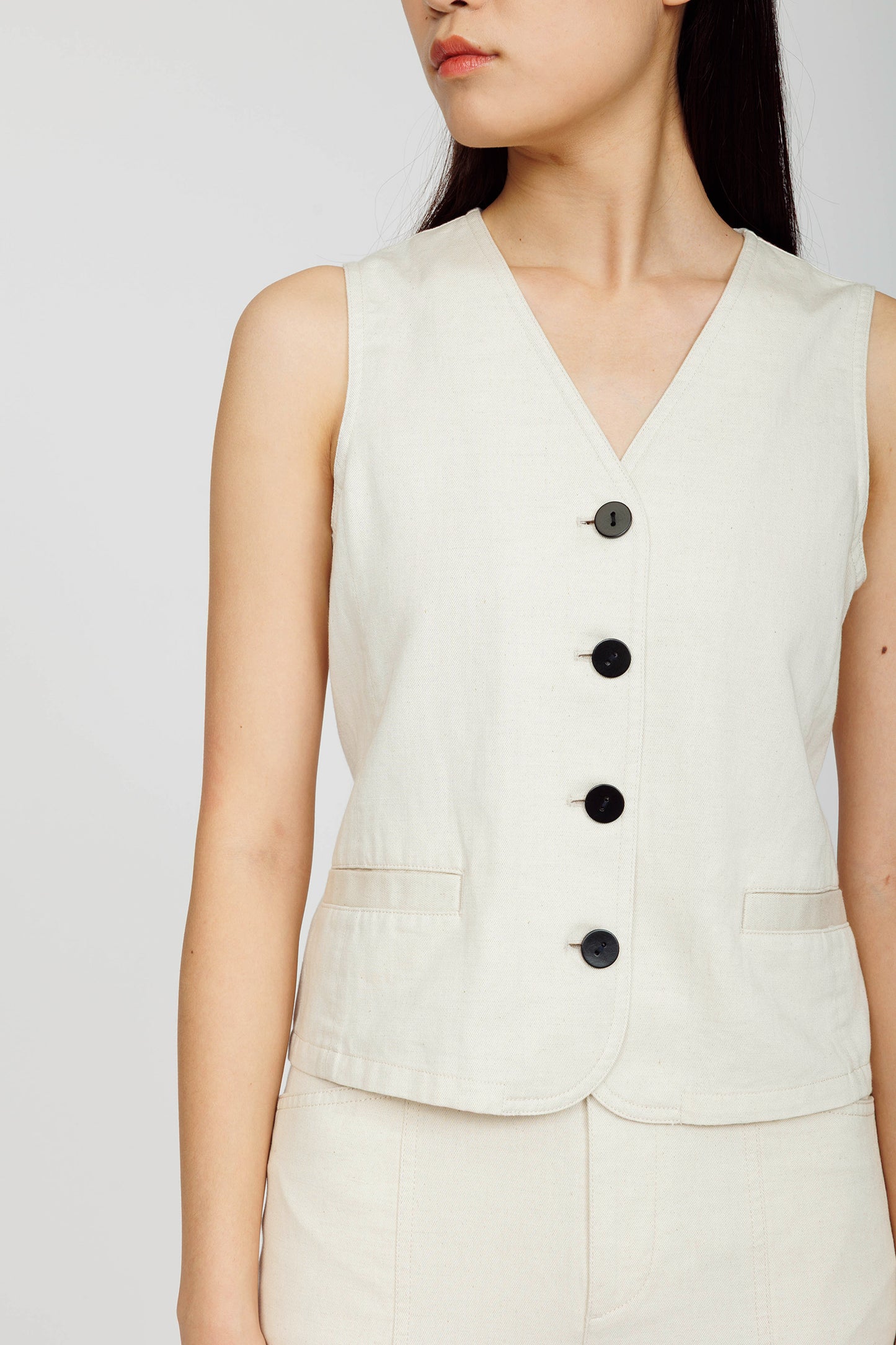 Topstitch Linen Vest - Raw