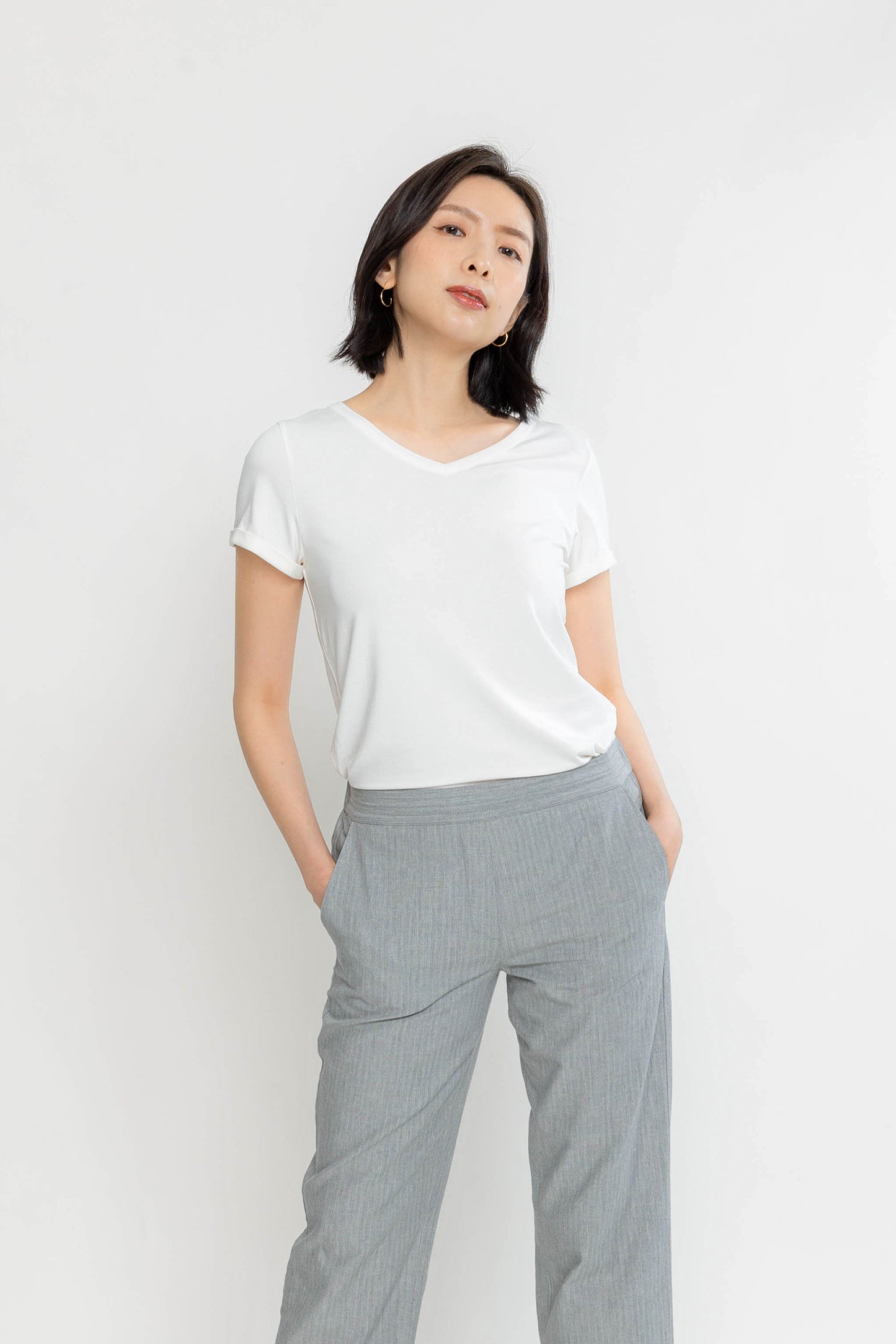 Wide V Jersey Tee - Vanilla