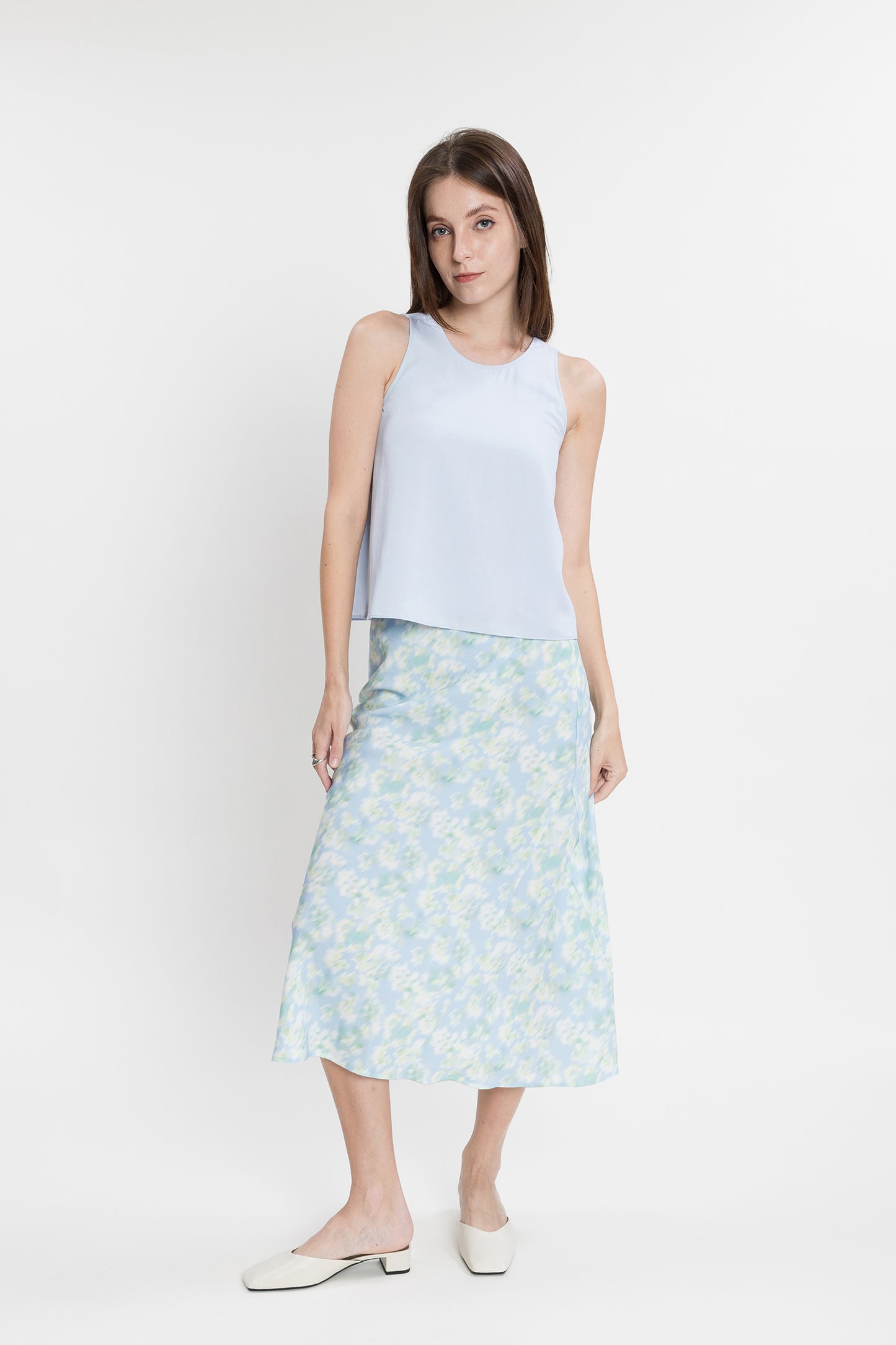 Asymmetric Midi Tencel Skirt - Floral Haze