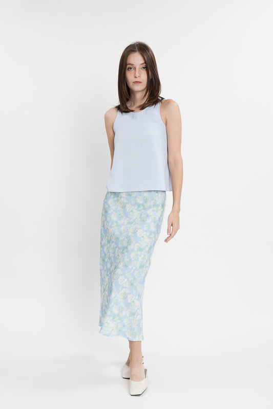 Asymmetric Midi Tencel Skirt - Floral Haze