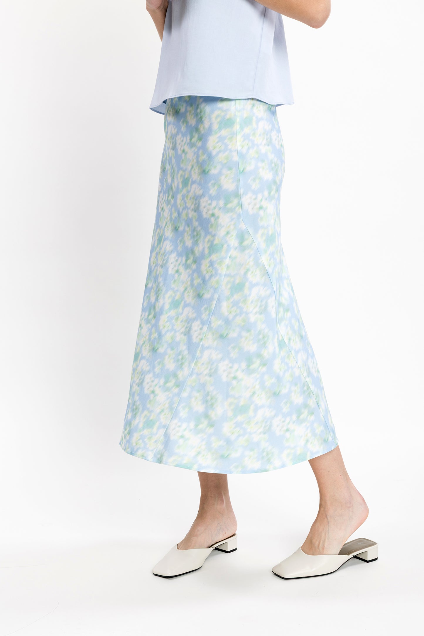 Asymmetric Midi Tencel Skirt - Floral Haze