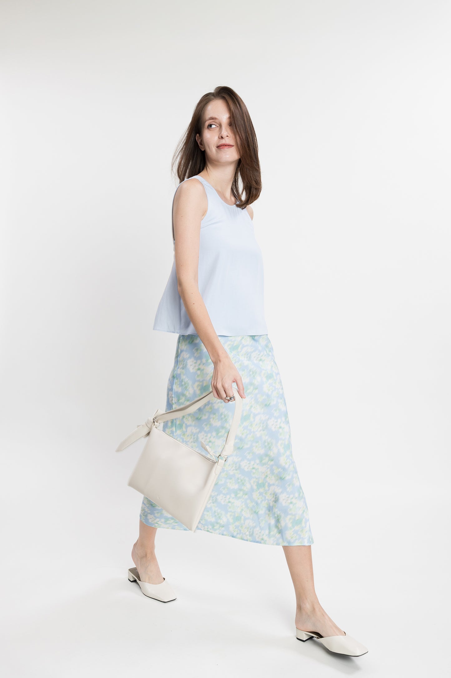 Asymmetric Midi Tencel Skirt - Floral Haze