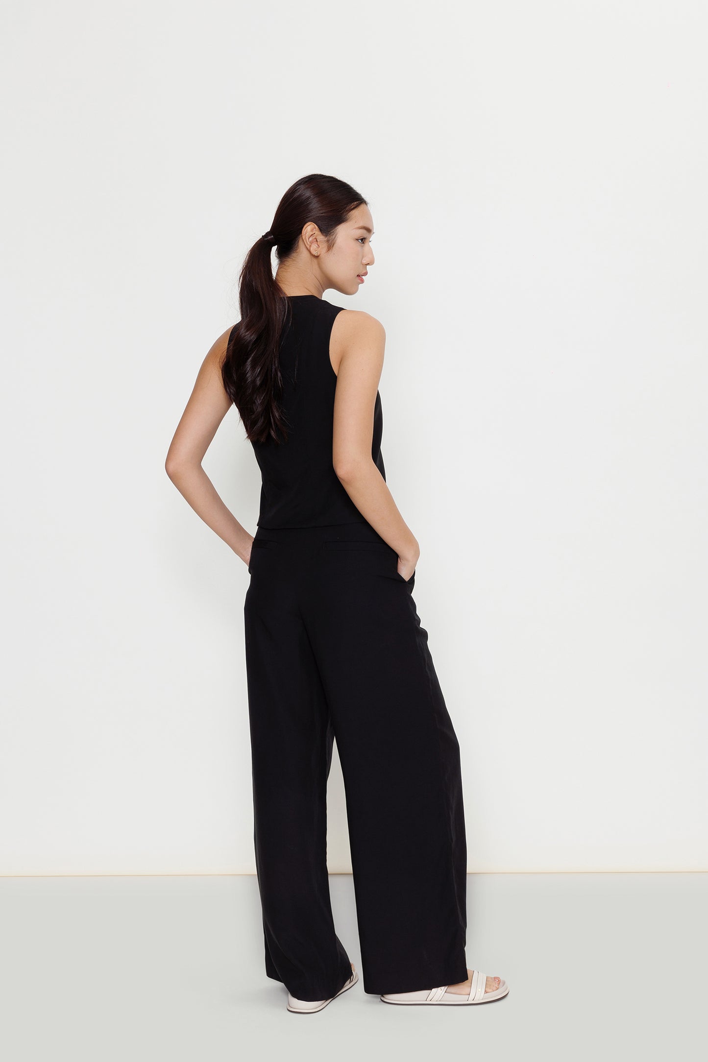 Asymmetric Tencel Vest - Black