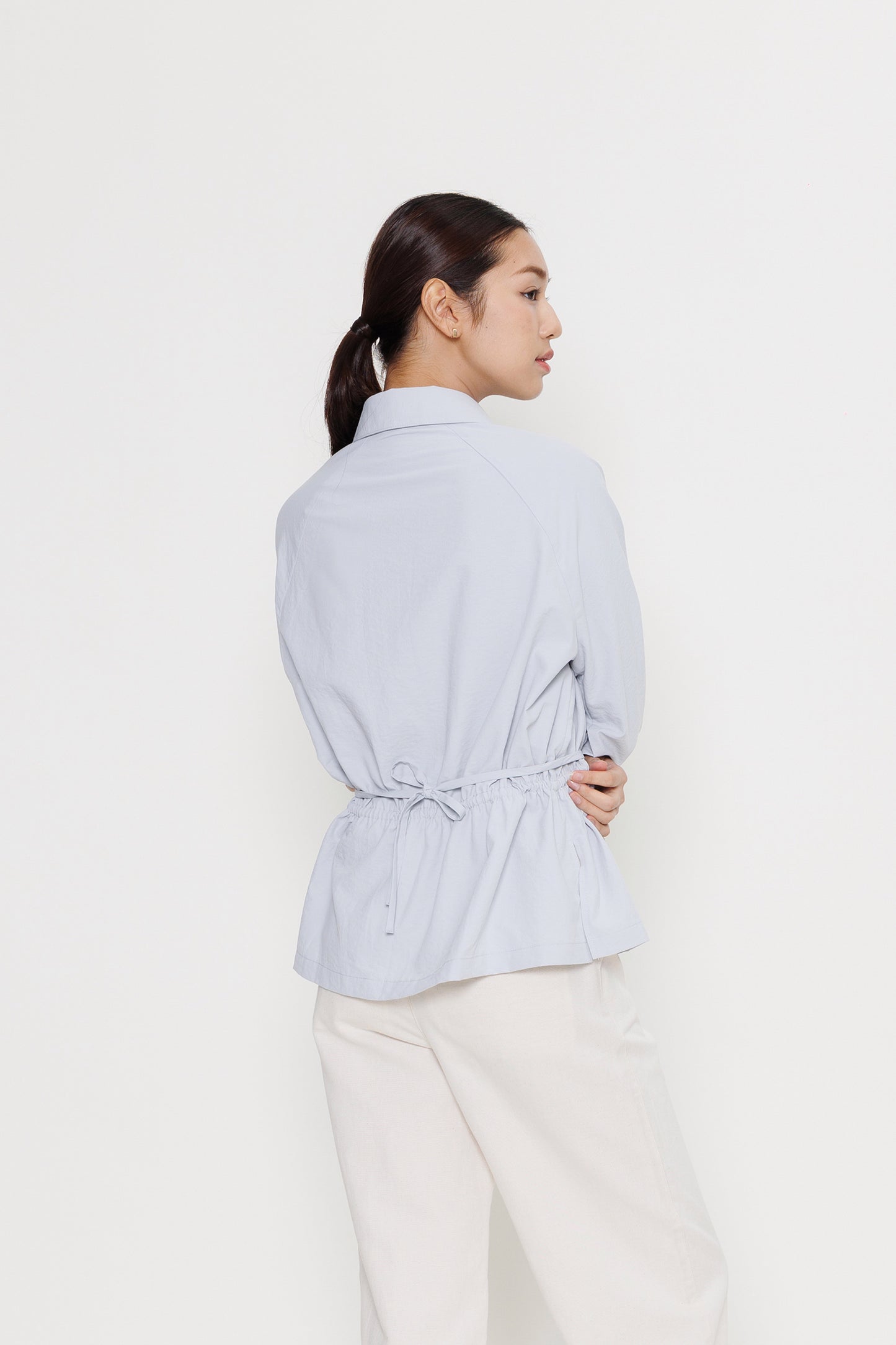 Balloon-sleeve Poplin Shirt - Feather