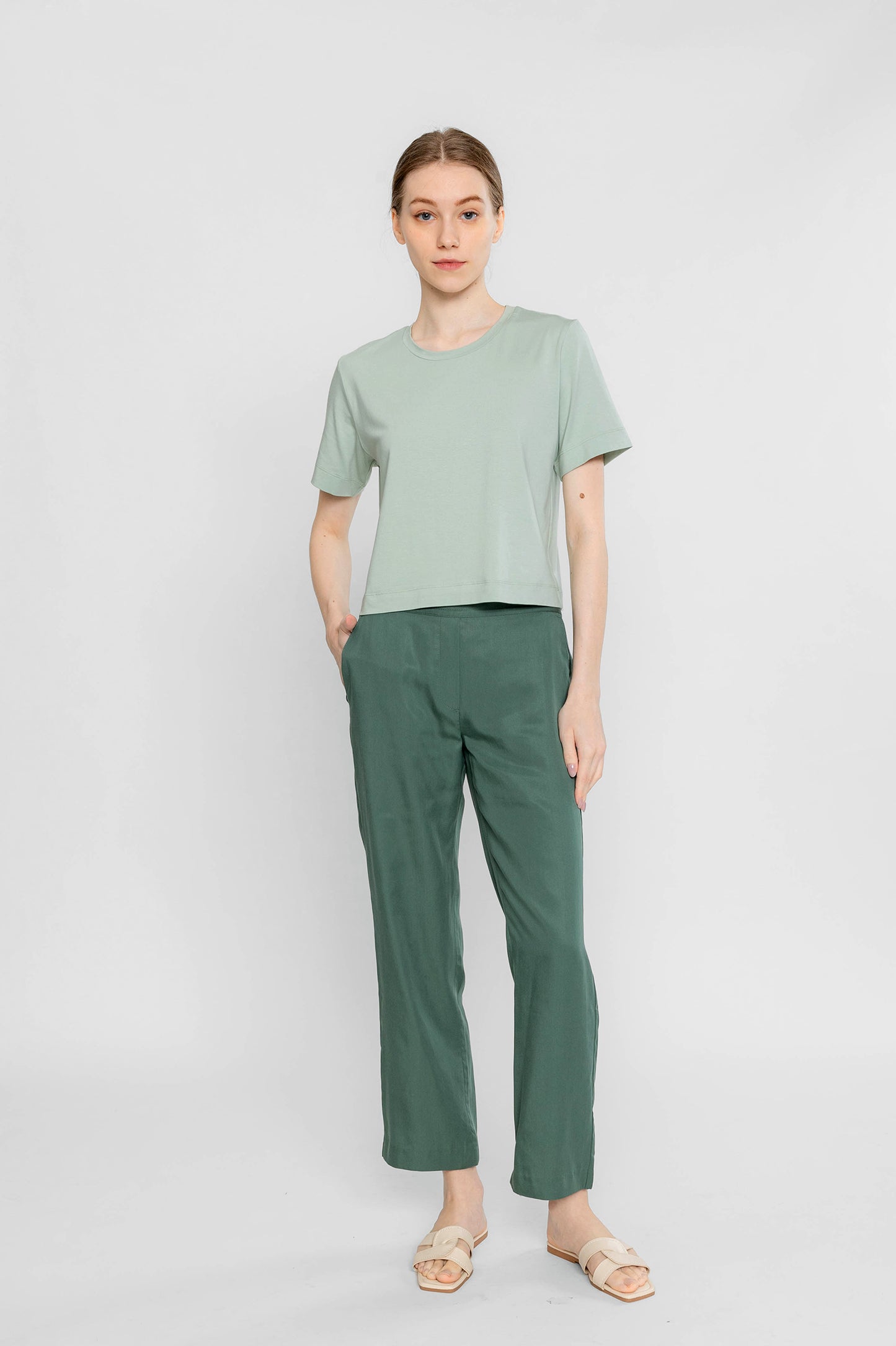 Boxy Crop Tee - Light Jade