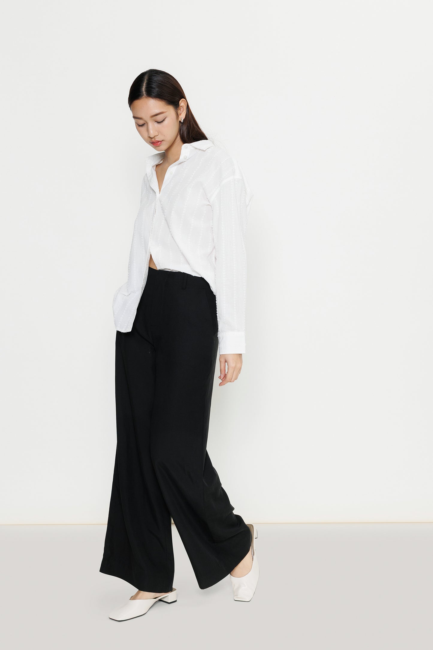 Boyfriend Flocked Poplin Shirt - White