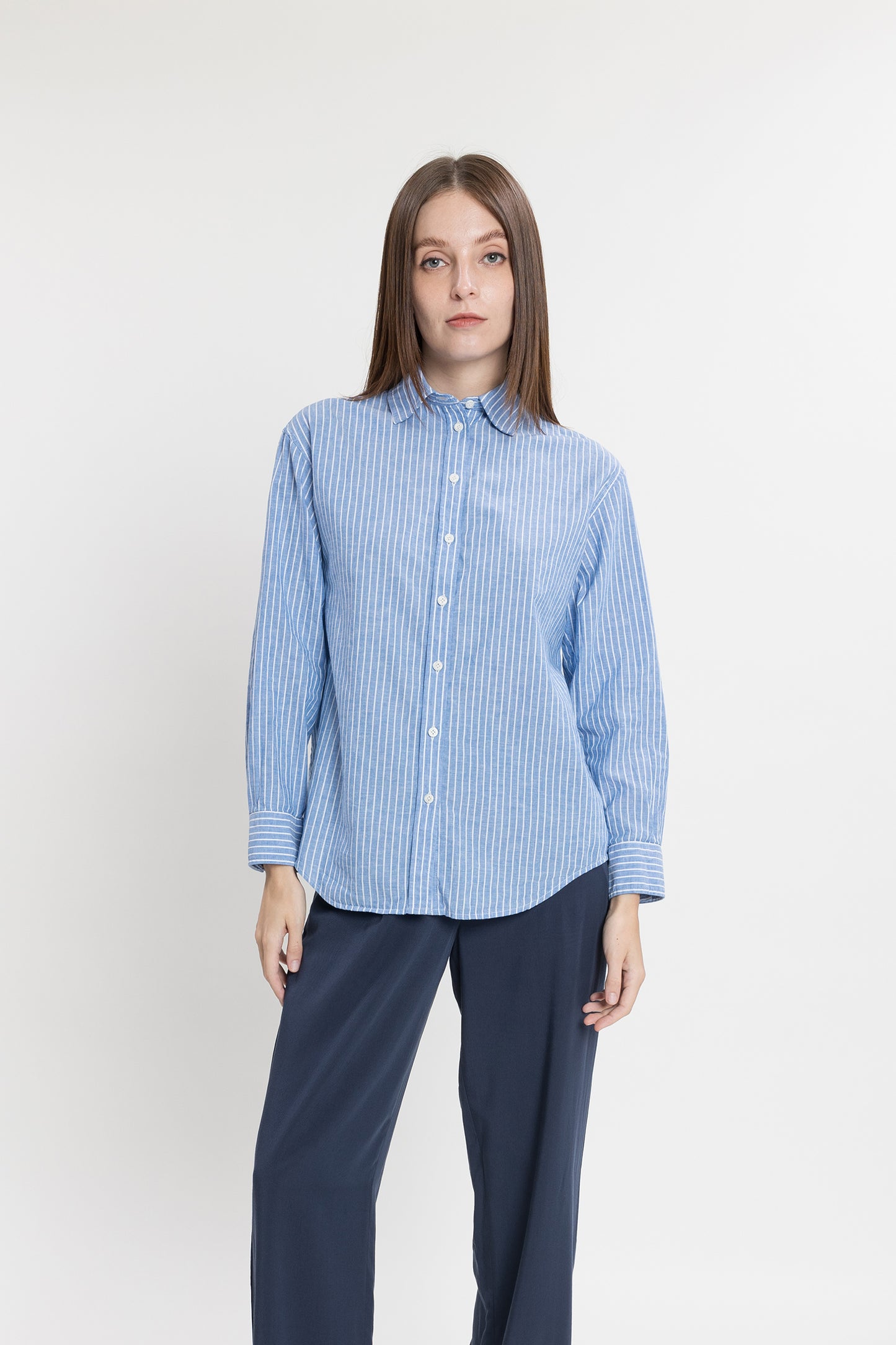 Boyfriend Poplin Shirt - Coastal Stripe
