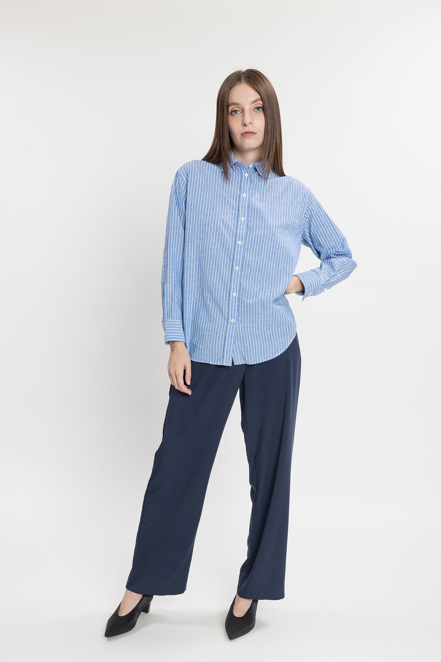 Boyfriend Poplin Shirt - Coastal Stripe