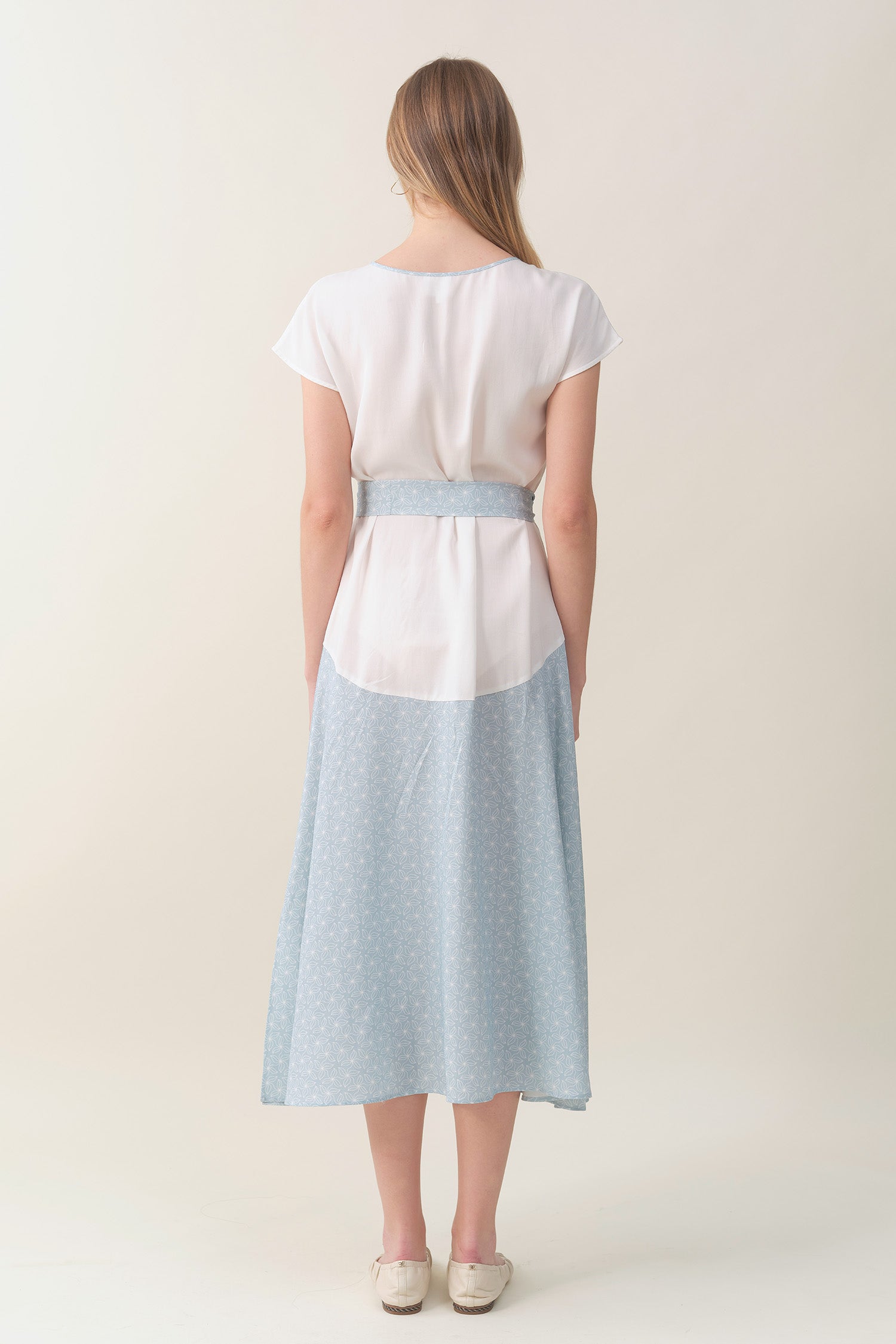 Cap-sleeve Maxi Dress - Sky Print
