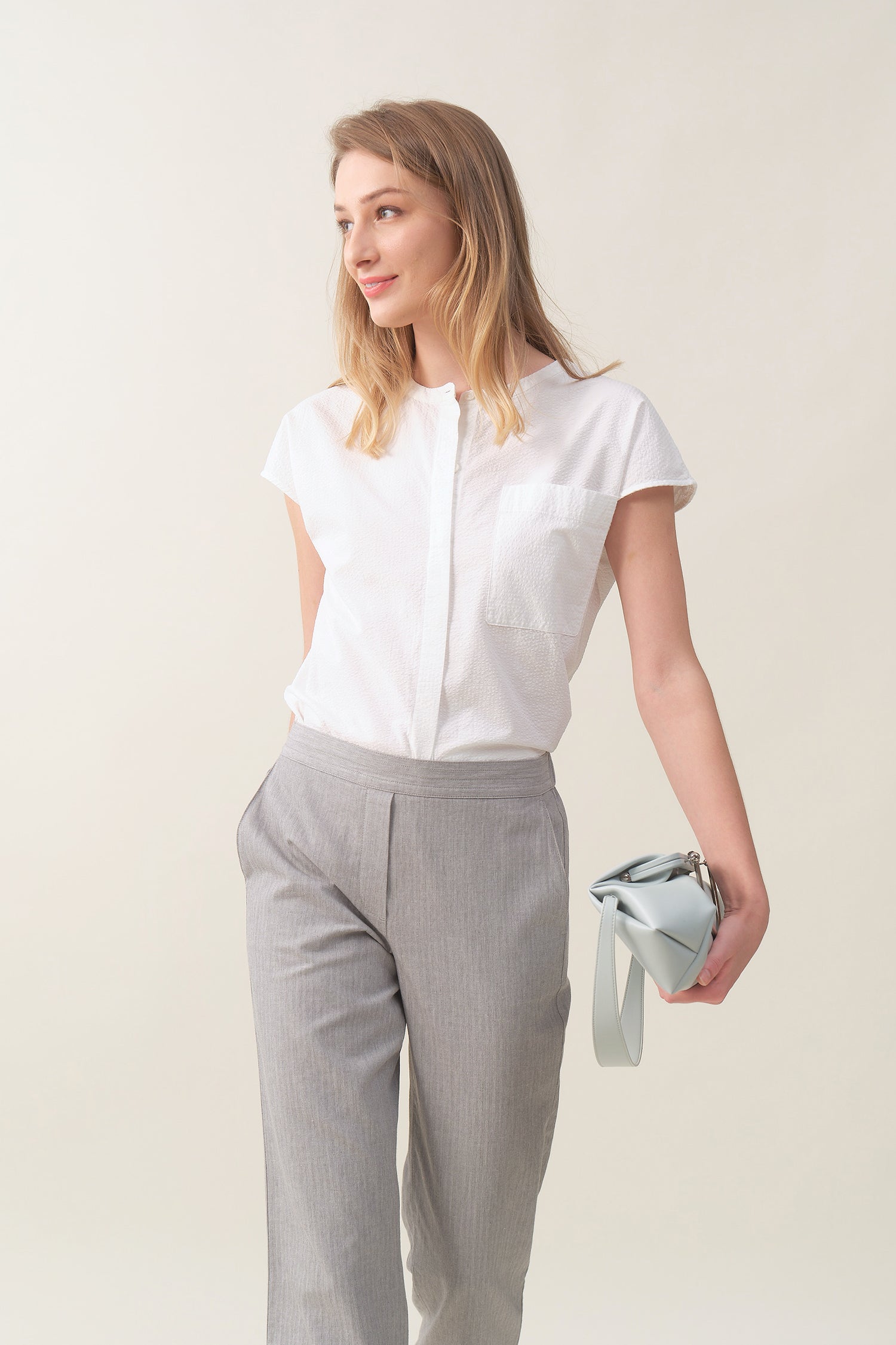 Cap-sleeve Relaxed Shirt - White