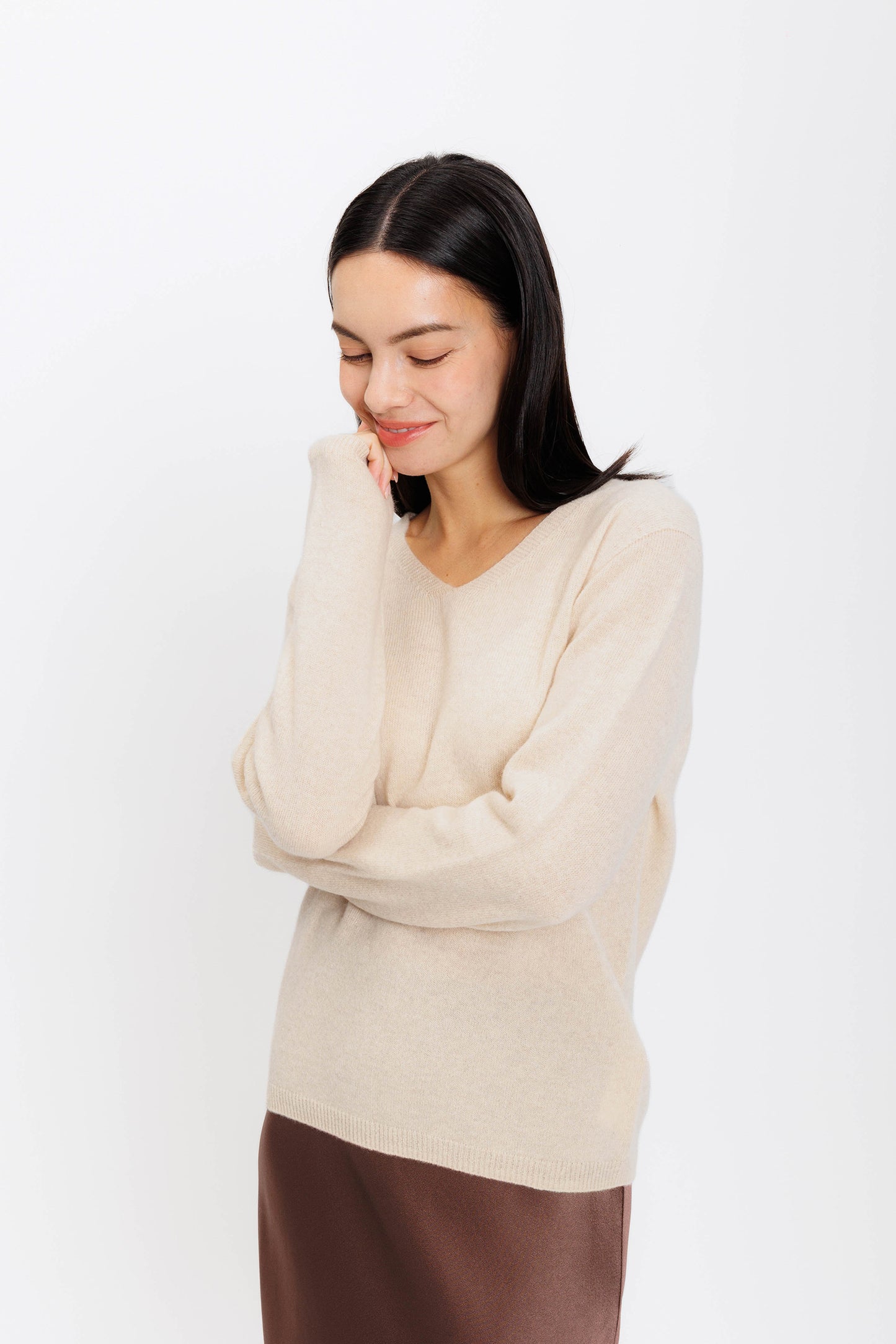 V-neck Cashmere Pullover - Oatmeal