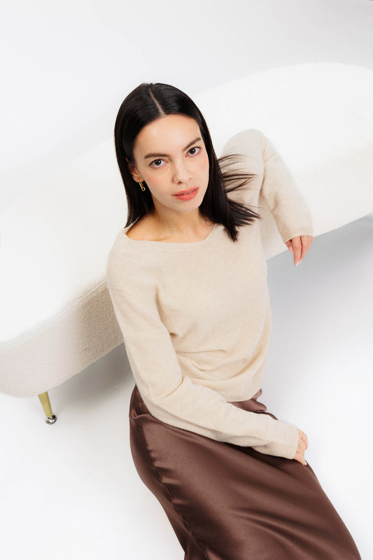 V-neck Cashmere Pullover - Oatmeal
