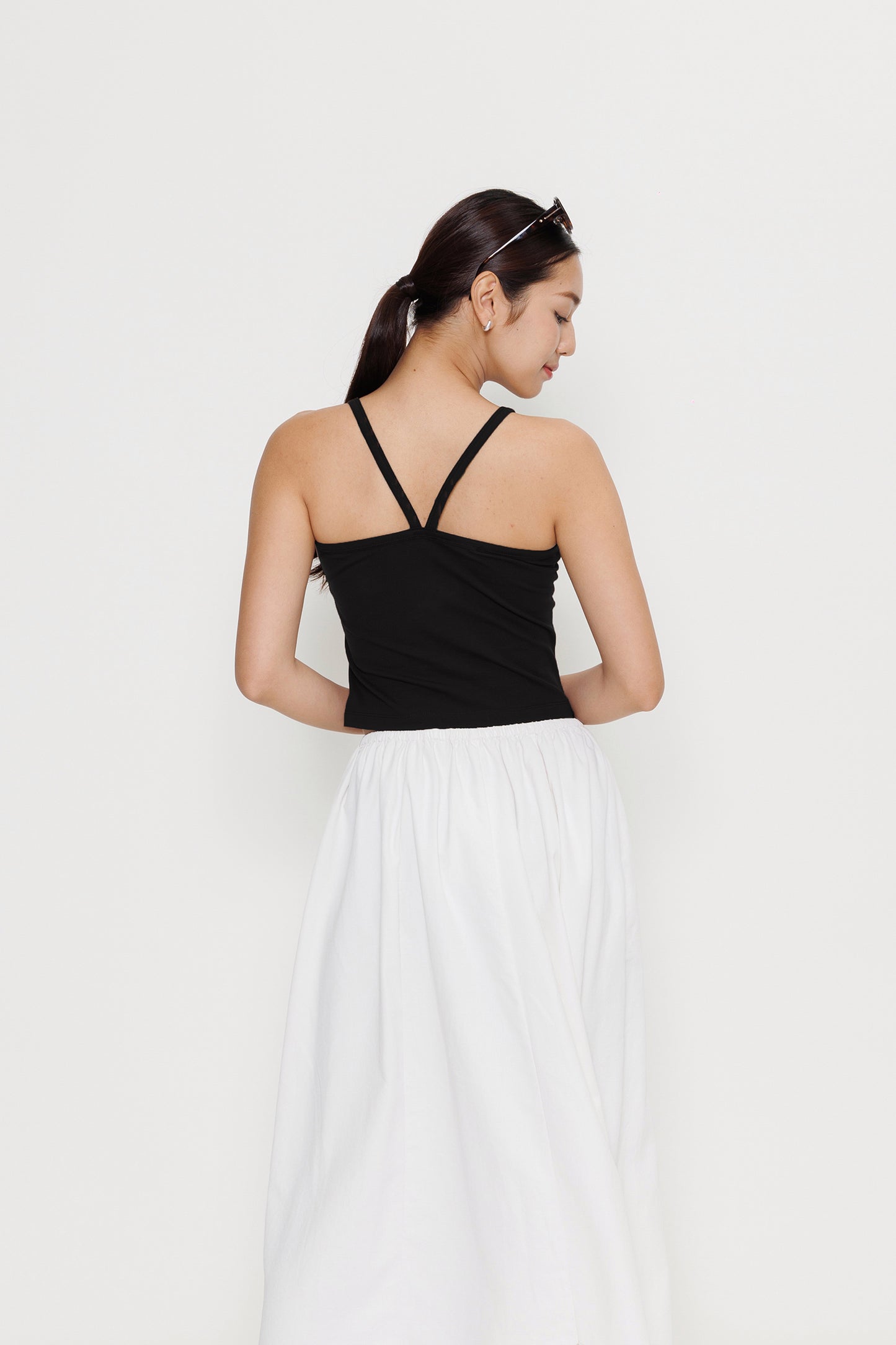 Chevron Cotton Camisole - Black