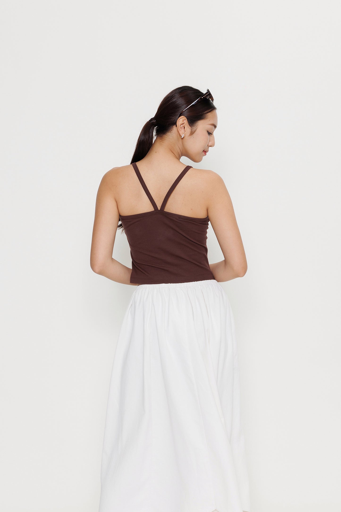 Chevron Cotton Camisole - Chestnut