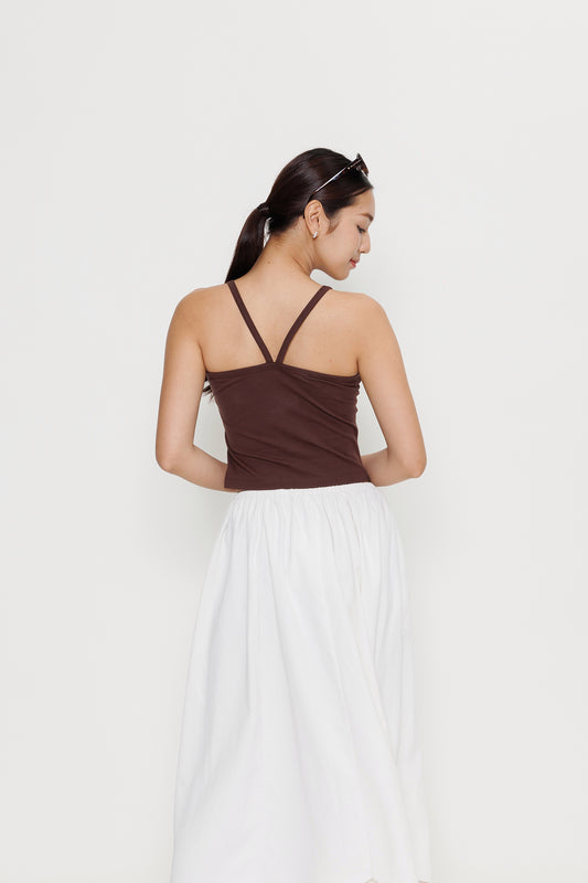 Chevron Cotton Camisole - Chestnut