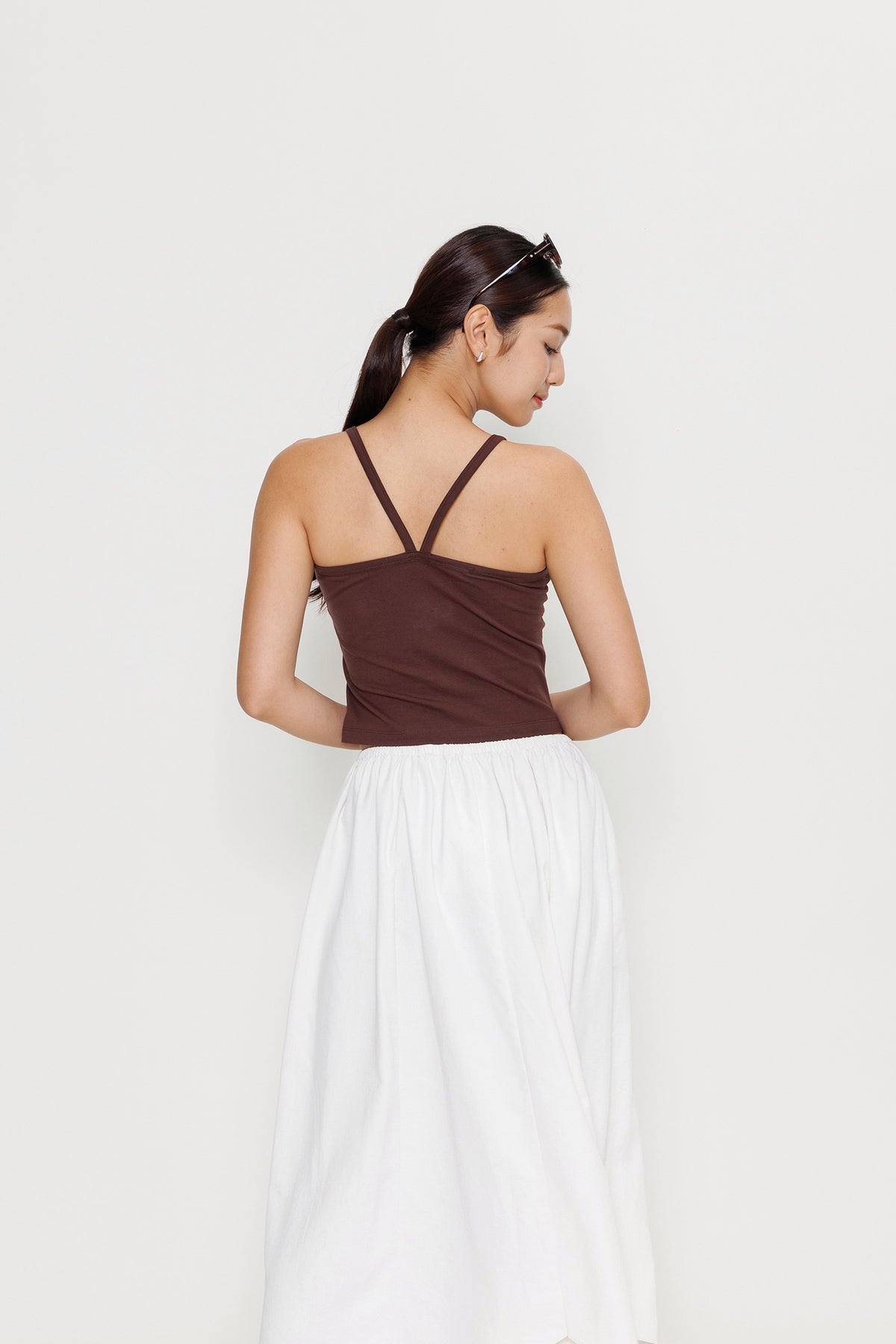 Chevron Cotton Camisole - Chestnut