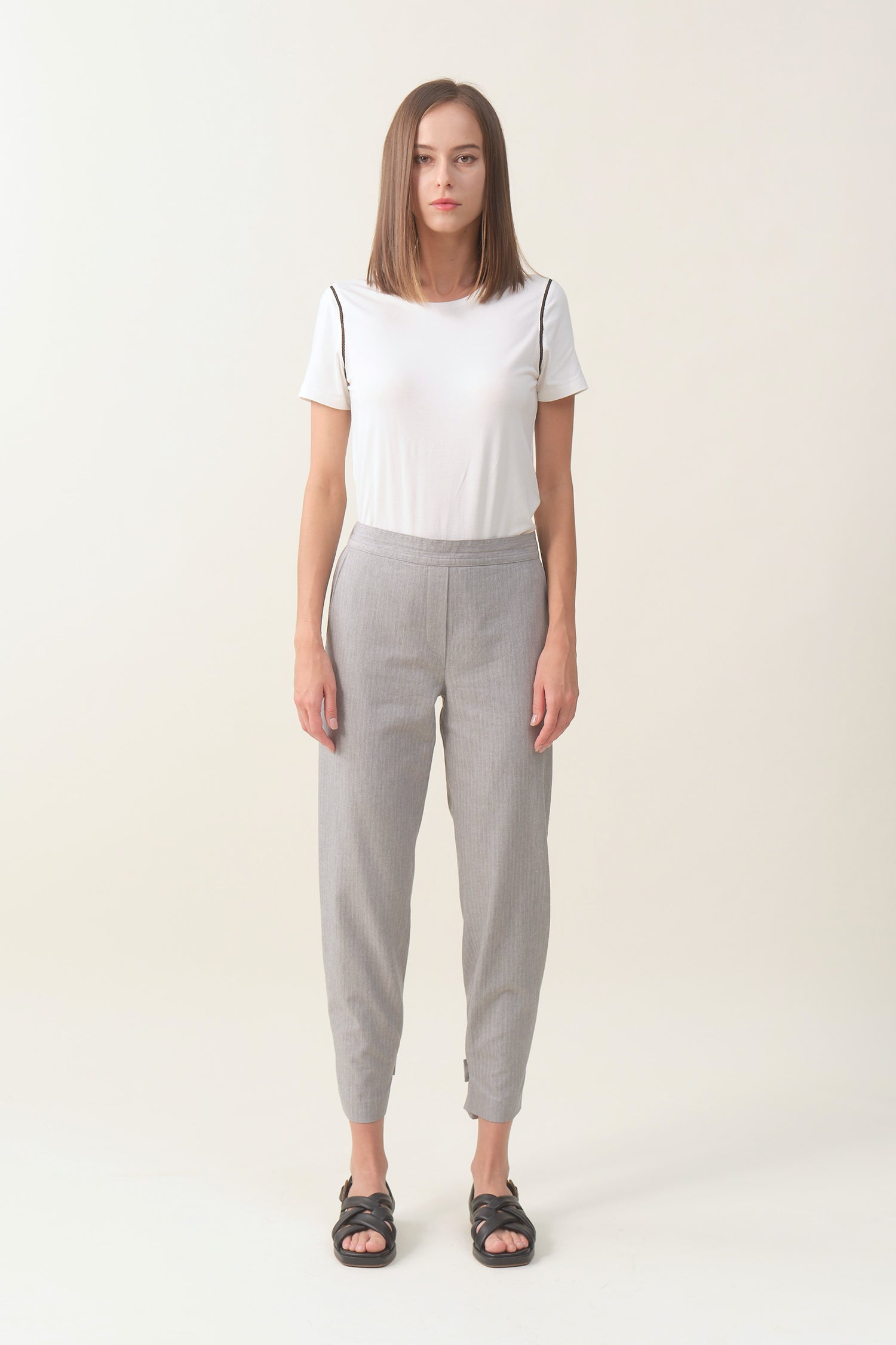 Convertible Crop Pant - Grey Herringbone